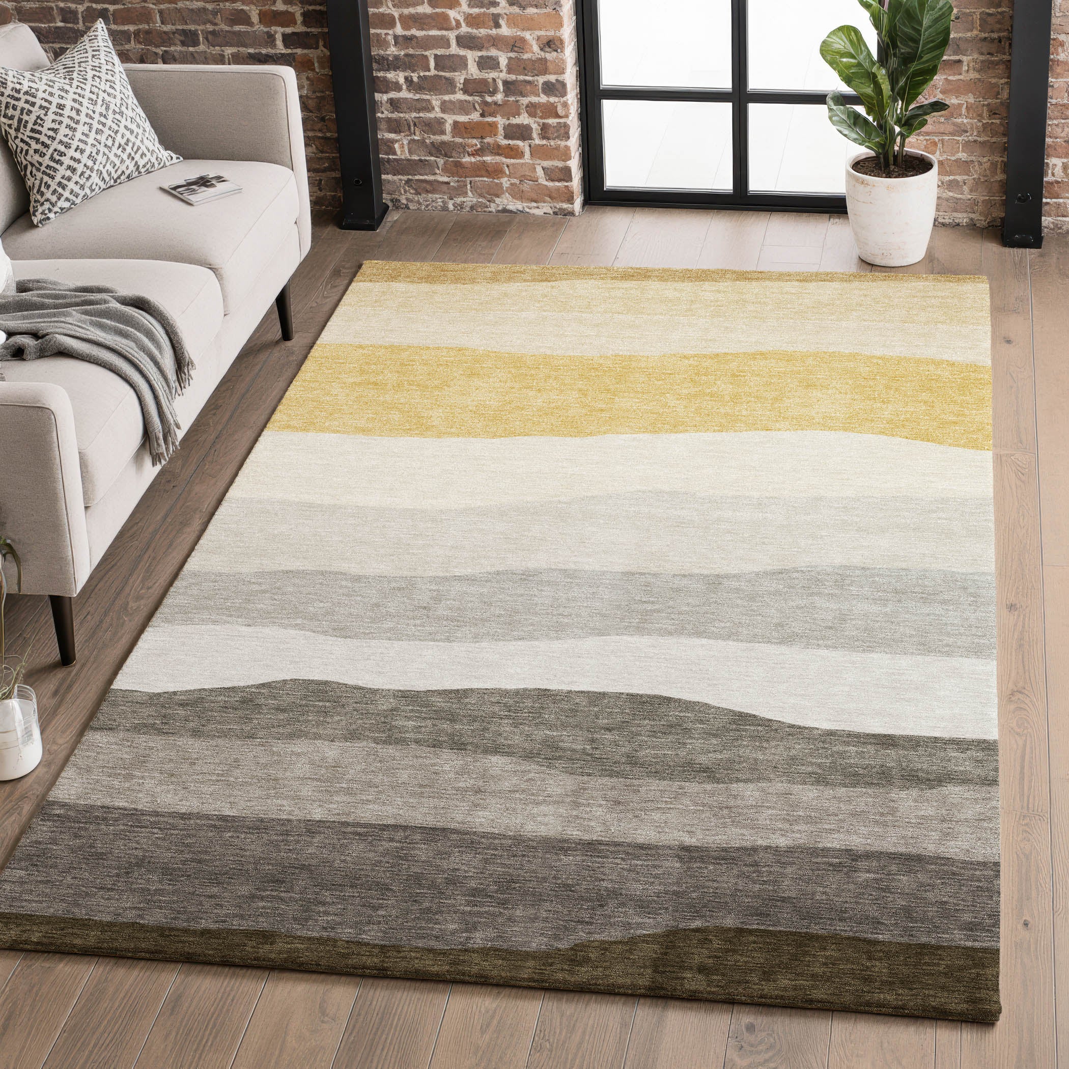 Kyoto Machine Washable Transitional Pewter Gray Rug 2'6" x 3'10" #shape_Rectangle