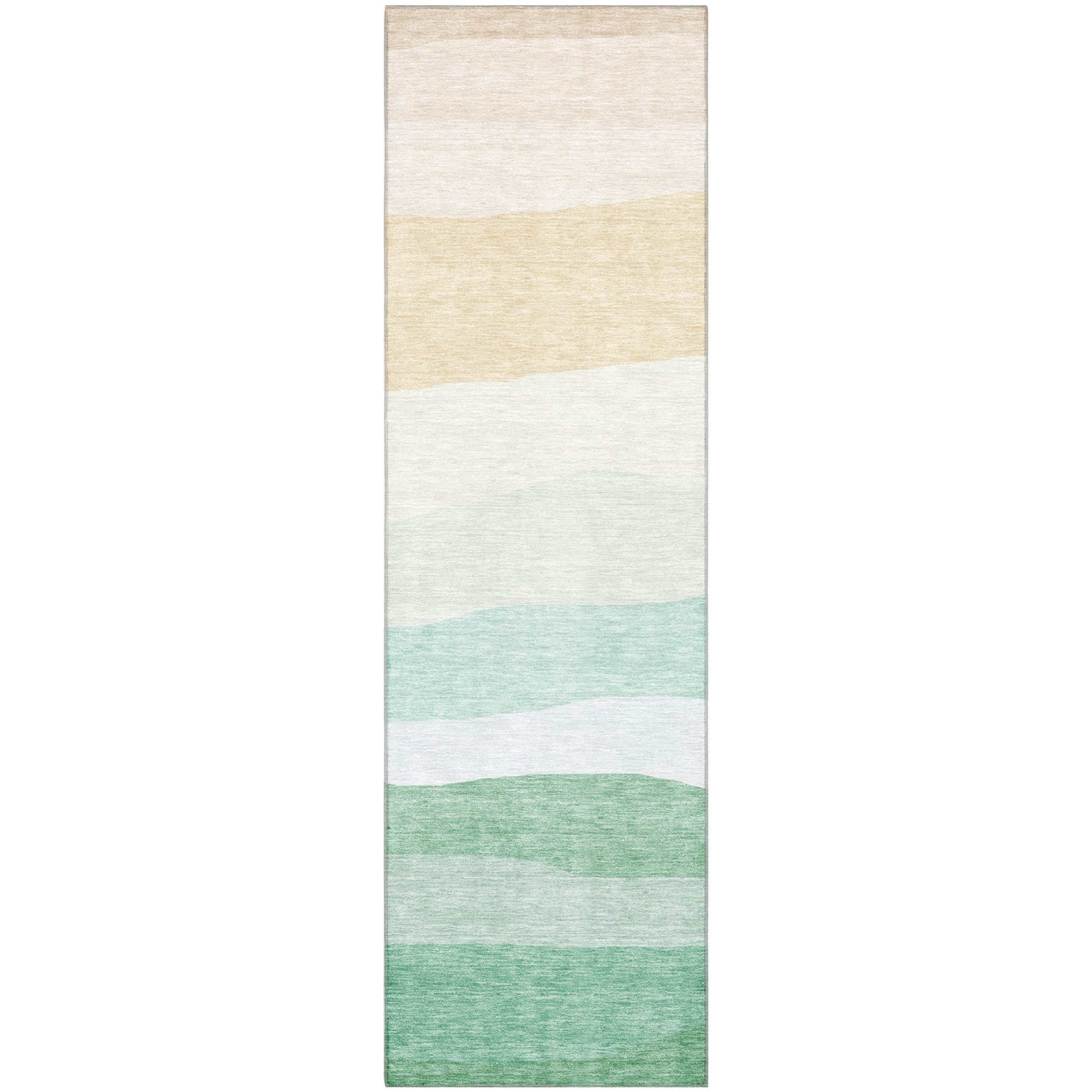 Kyoto Machine Washable Transitional Teal Rug 2'3" x 7'6" #shape_Runner