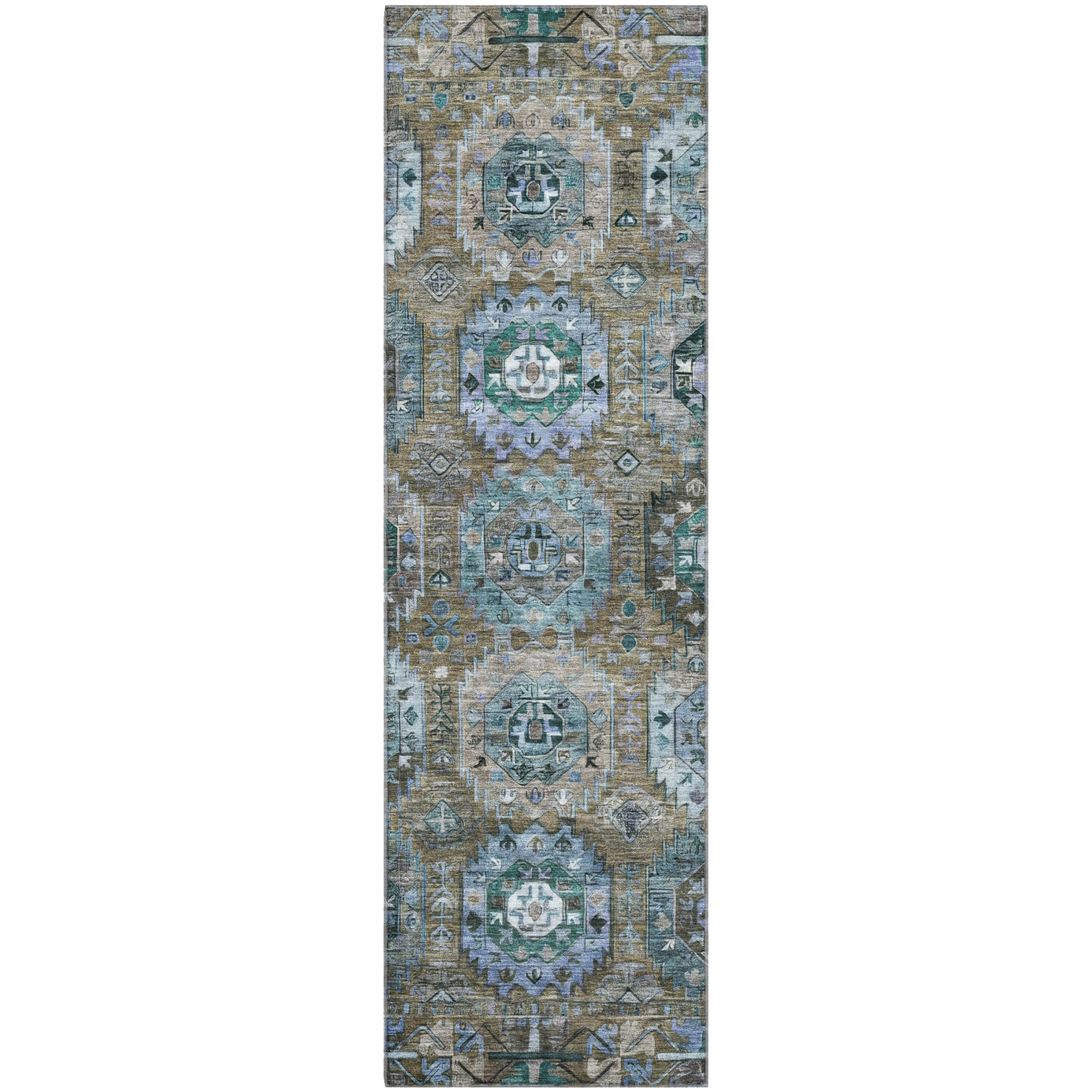 Ghent Machine Washable Traditional Brown Rug 2'3" x 7'6" #shape_Runner