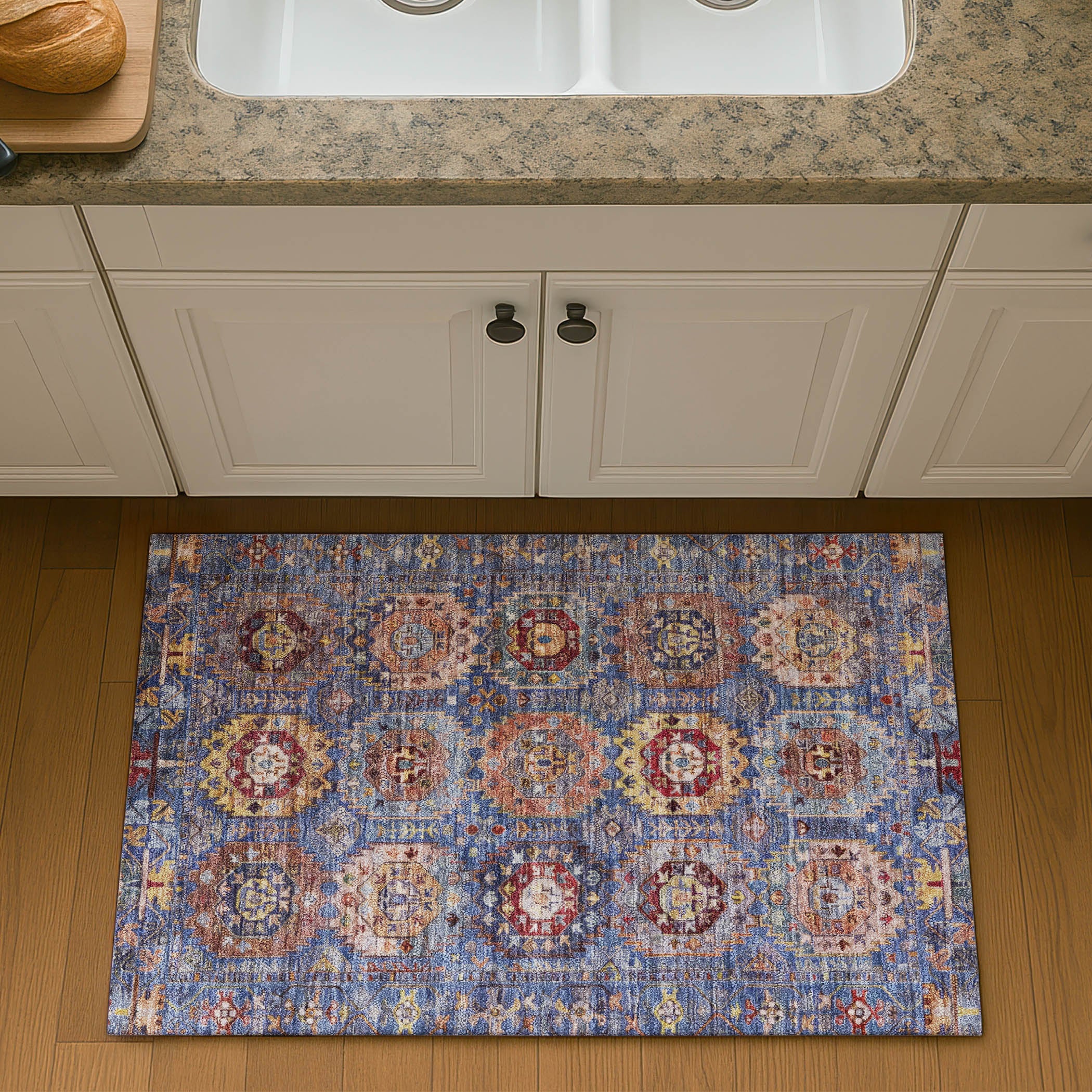 Ghent Machine Washable Traditional Denim Blue Rug 1'8" x 2'6" #shape_Rectangle