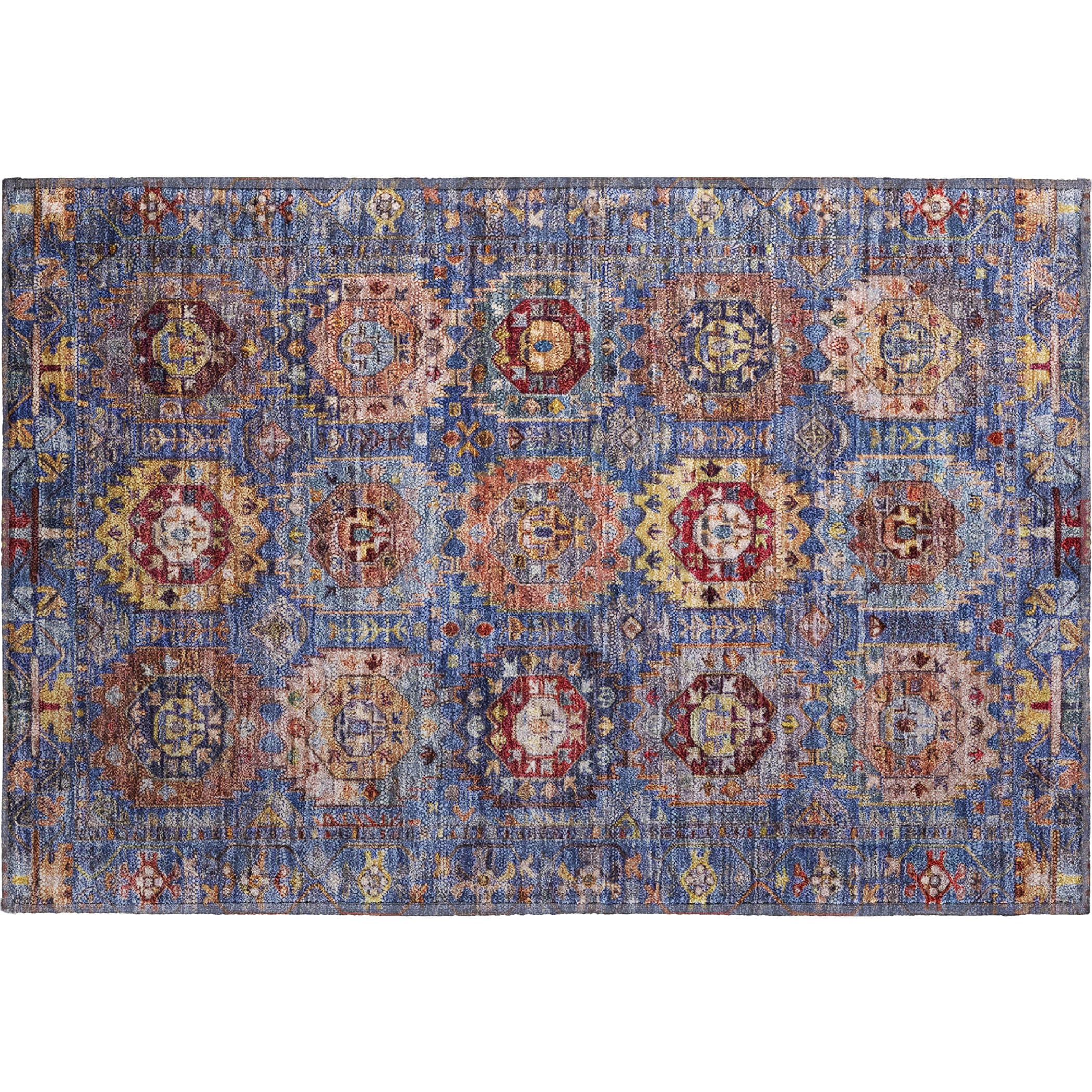 Ghent Machine Washable Traditional Denim Blue Rug 1'8" x 2'6" #shape_Rectangle