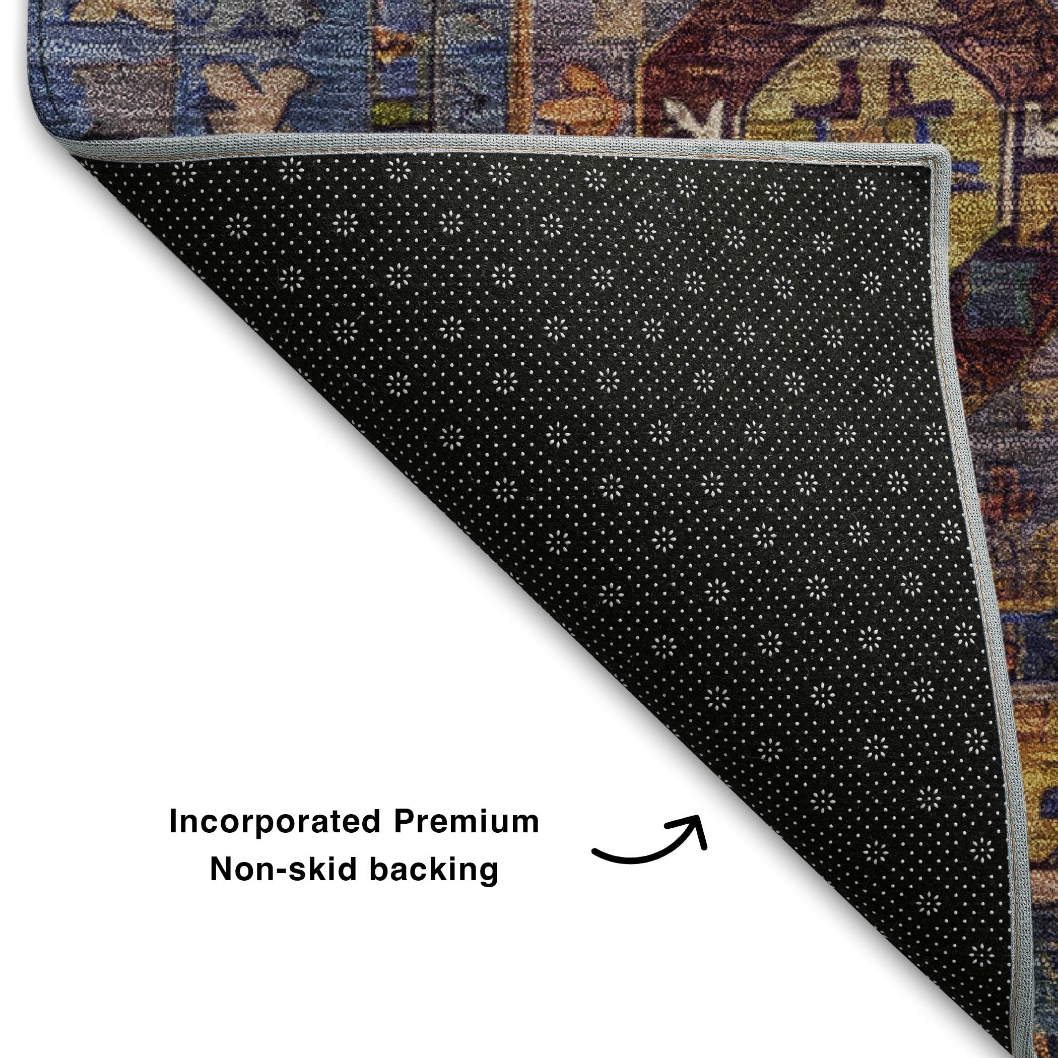 Ghent Machine Washable Traditional Denim Blue Rug 1'8" x 2'6" #shape_Rectangle