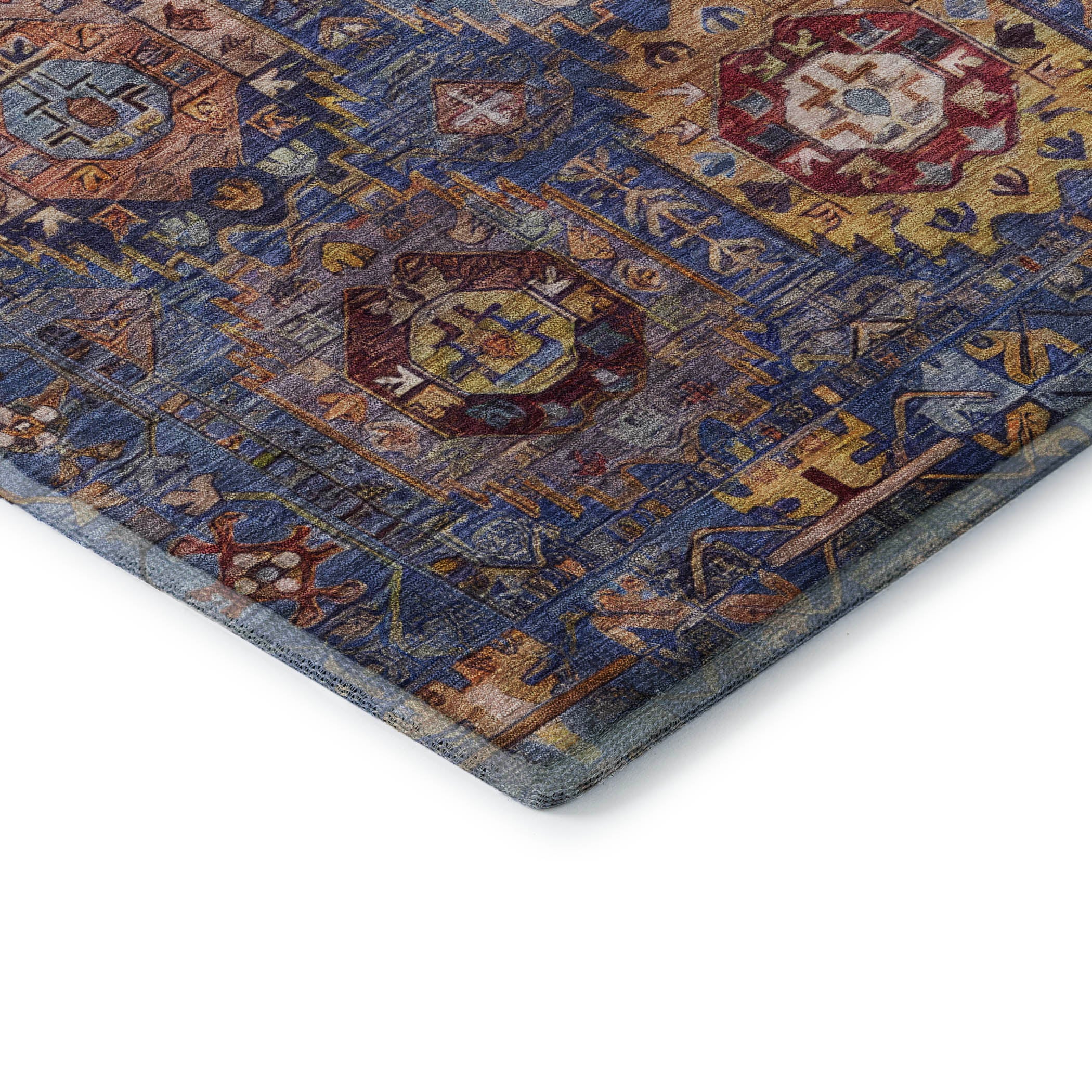 Ghent Machine Washable Traditional Denim Blue Rug 1'8" x 2'6" #shape_Rectangle
