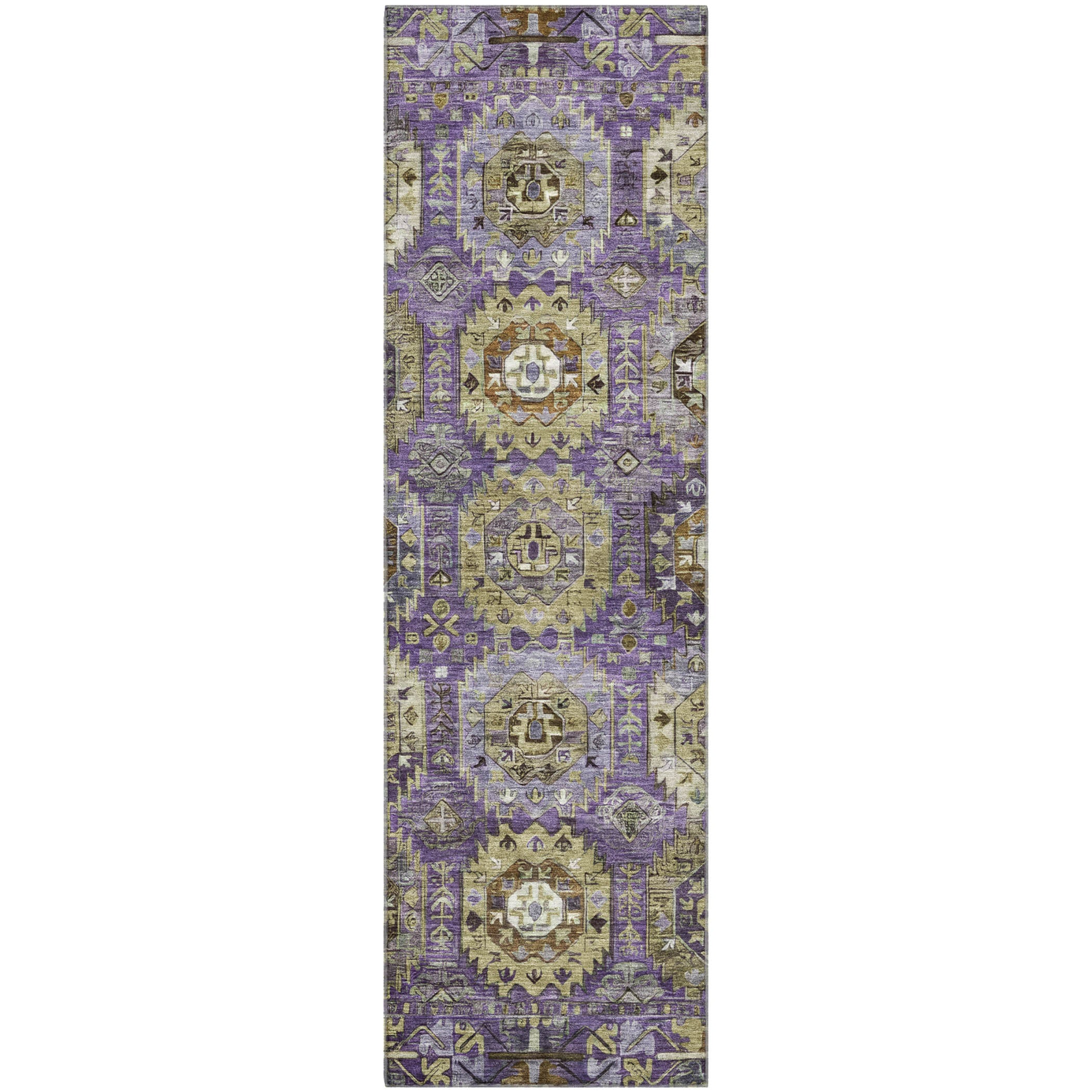 Ghent Machine Washable Traditional Eggplant Purple Rug 2'3" x 7'6" #shape_Runner