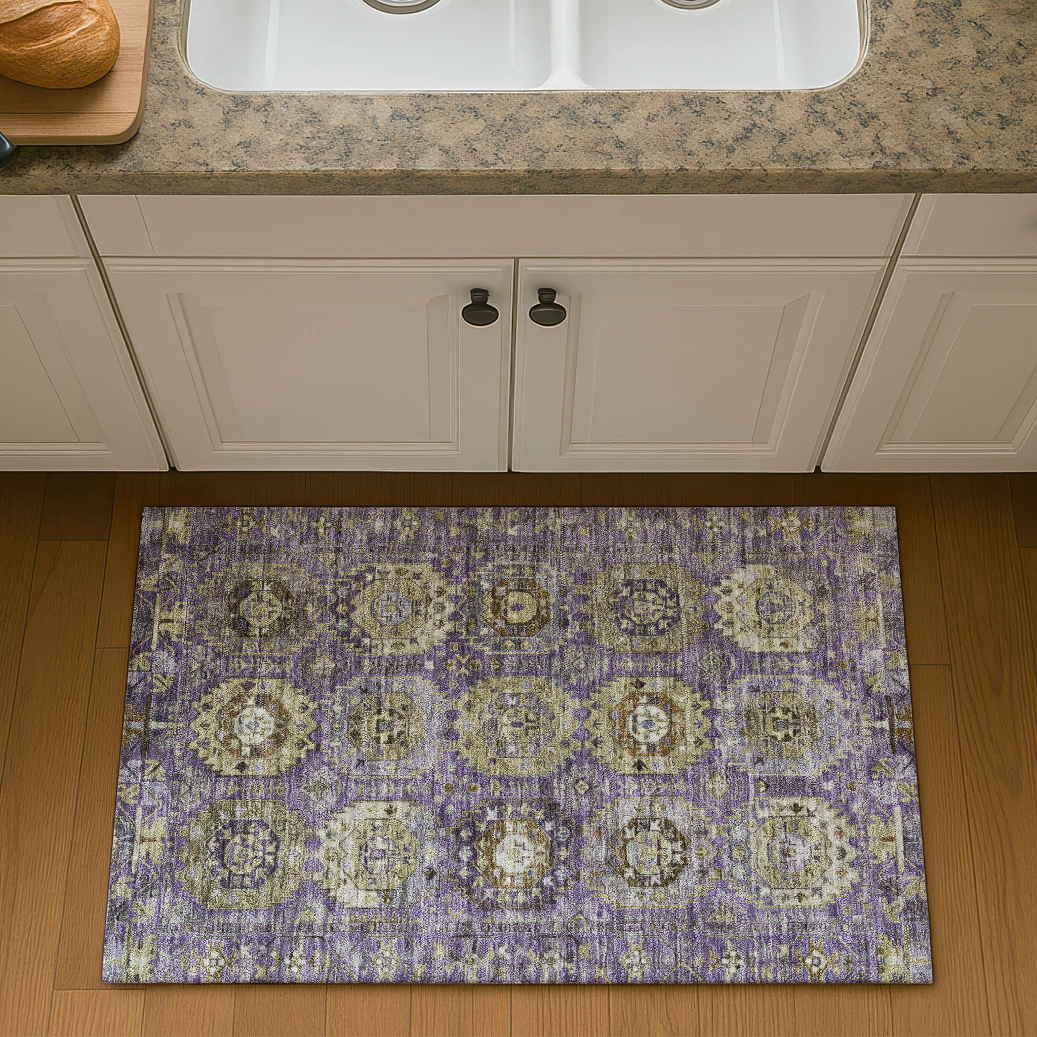 Ghent Machine Washable Traditional Eggplant Purple Rug 1'8" x 2'6" #shape_Rectangle