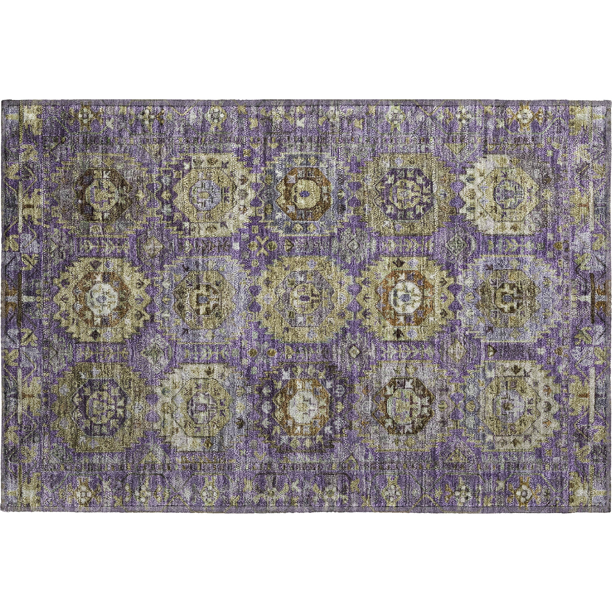 Ghent Machine Washable Traditional Eggplant Purple Rug 1'8" x 2'6" #shape_Rectangle
