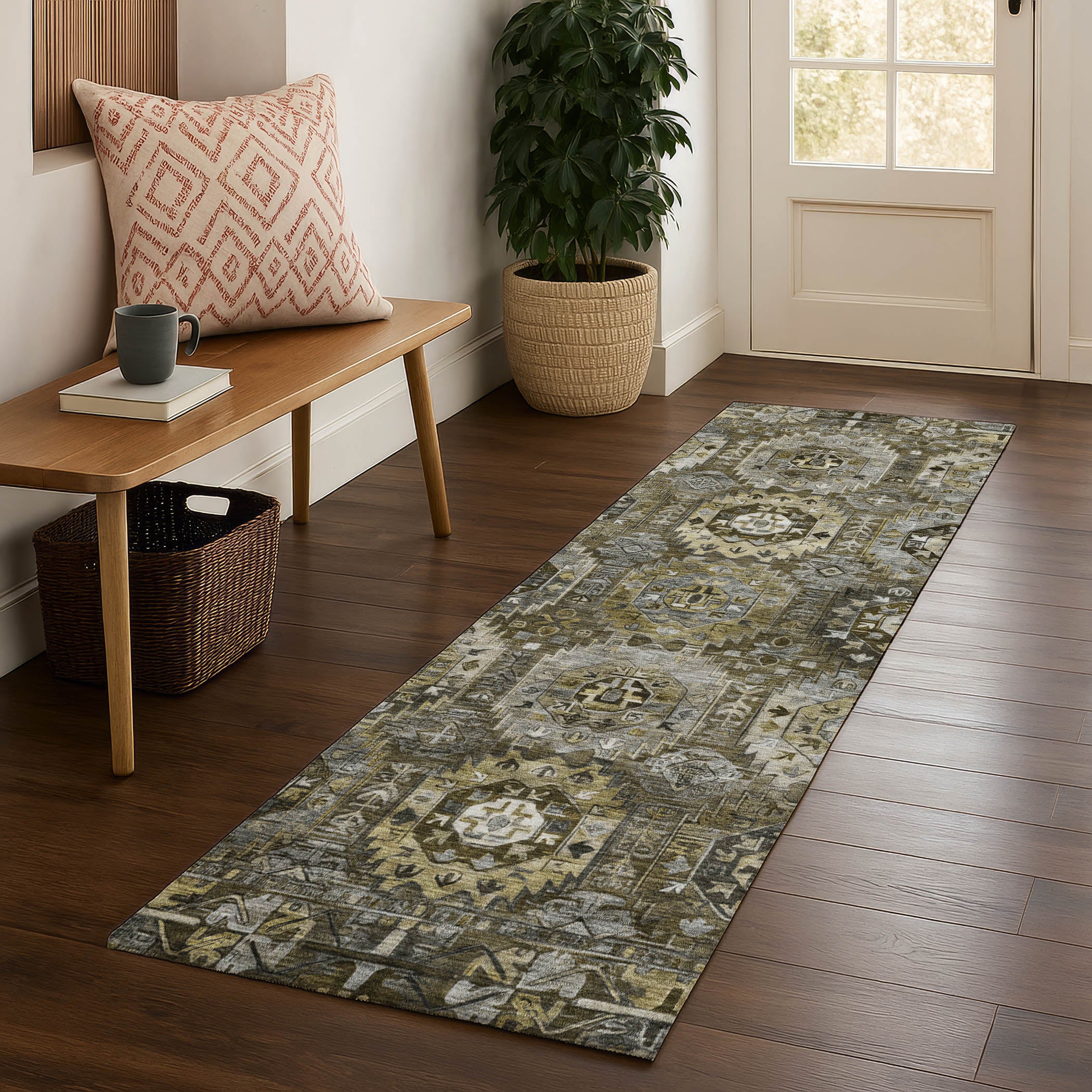 Ghent Machine Washable Traditional Mocha Brown Rug 2'3" x 7'6" #shape_Runner