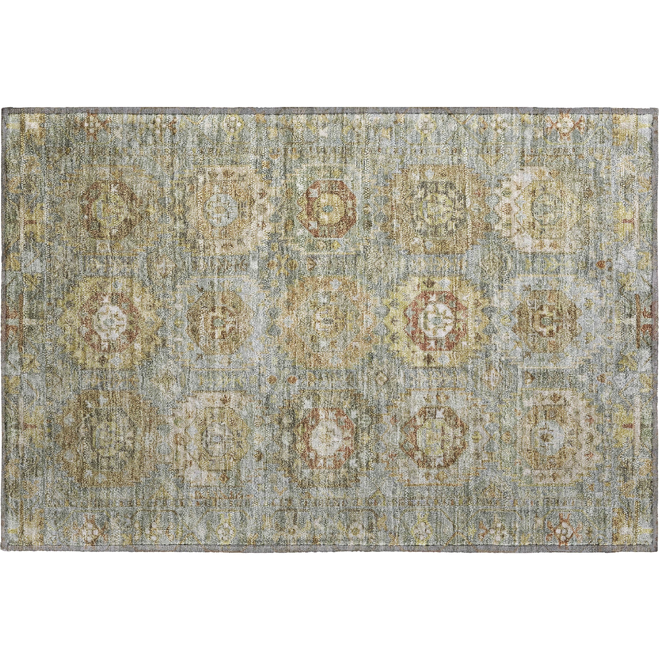 Ghent Machine Washable Traditional Sage Green Rug 1'8" x 2'6" #shape_Rectangle
