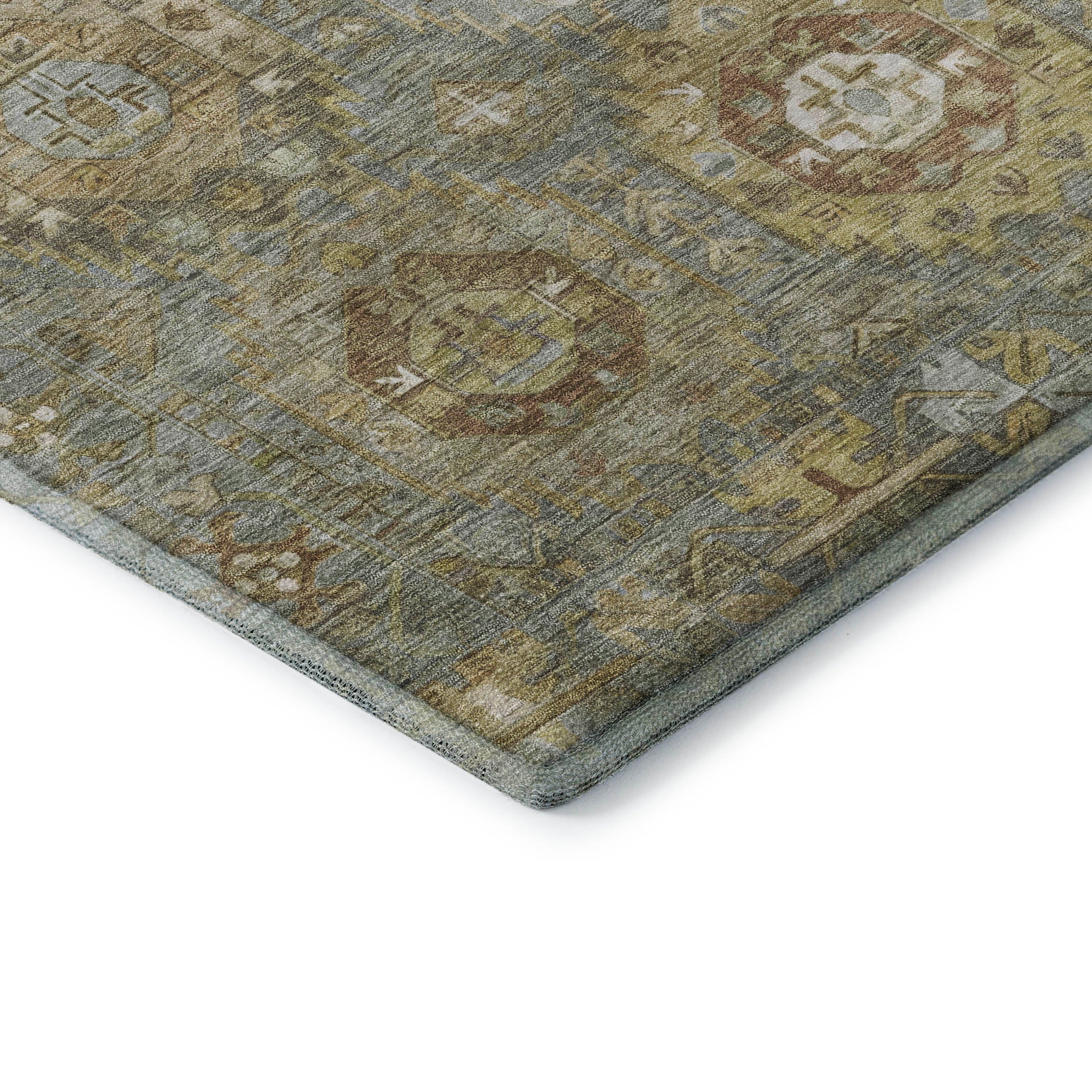 Ghent Machine Washable Traditional Sage Green Rug 1'8" x 2'6" #shape_Rectangle