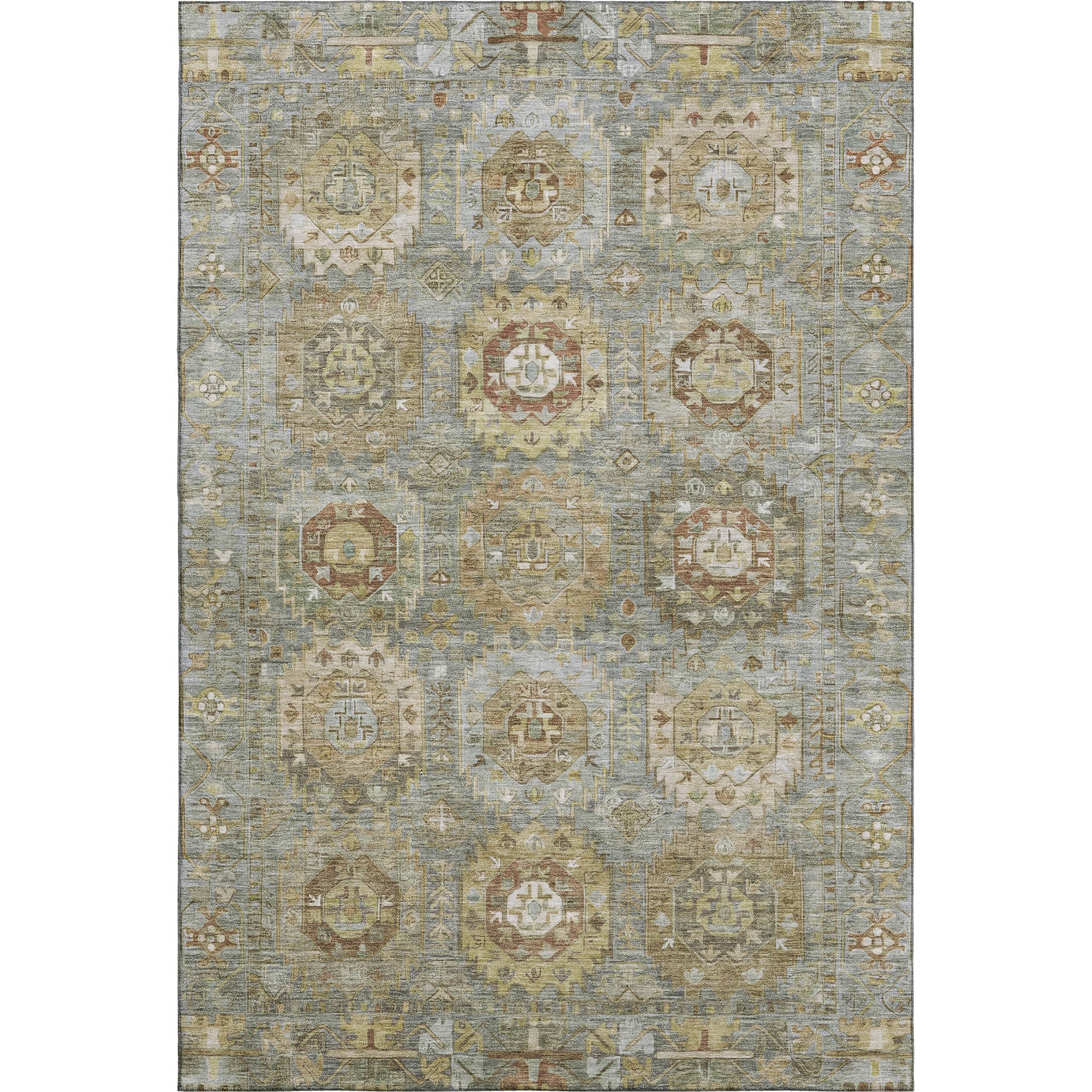 Ghent Machine Washable Traditional Sage Green Rug 2'6" x 3'10" #shape_Rectangle
