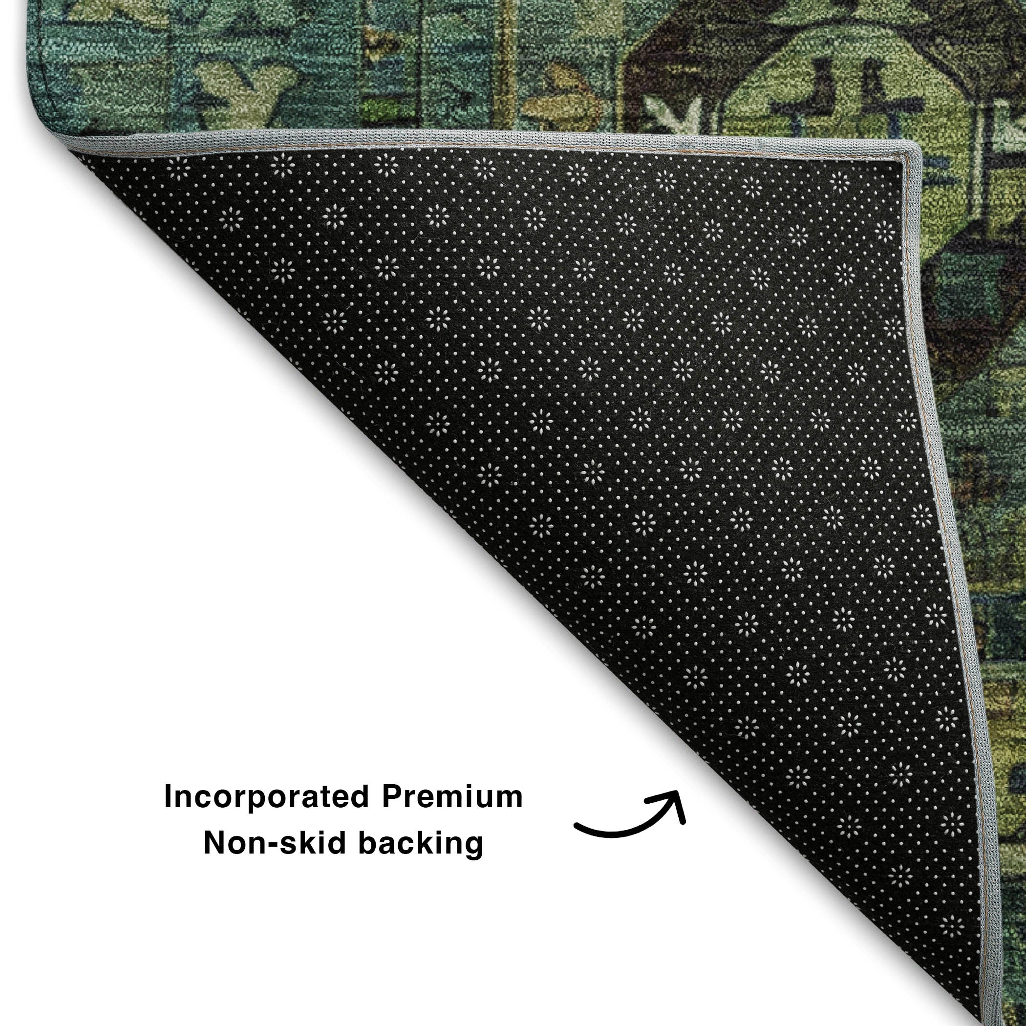 Ghent Machine Washable Traditional Teal Rug 1'8" x 2'6" #shape_Rectangle