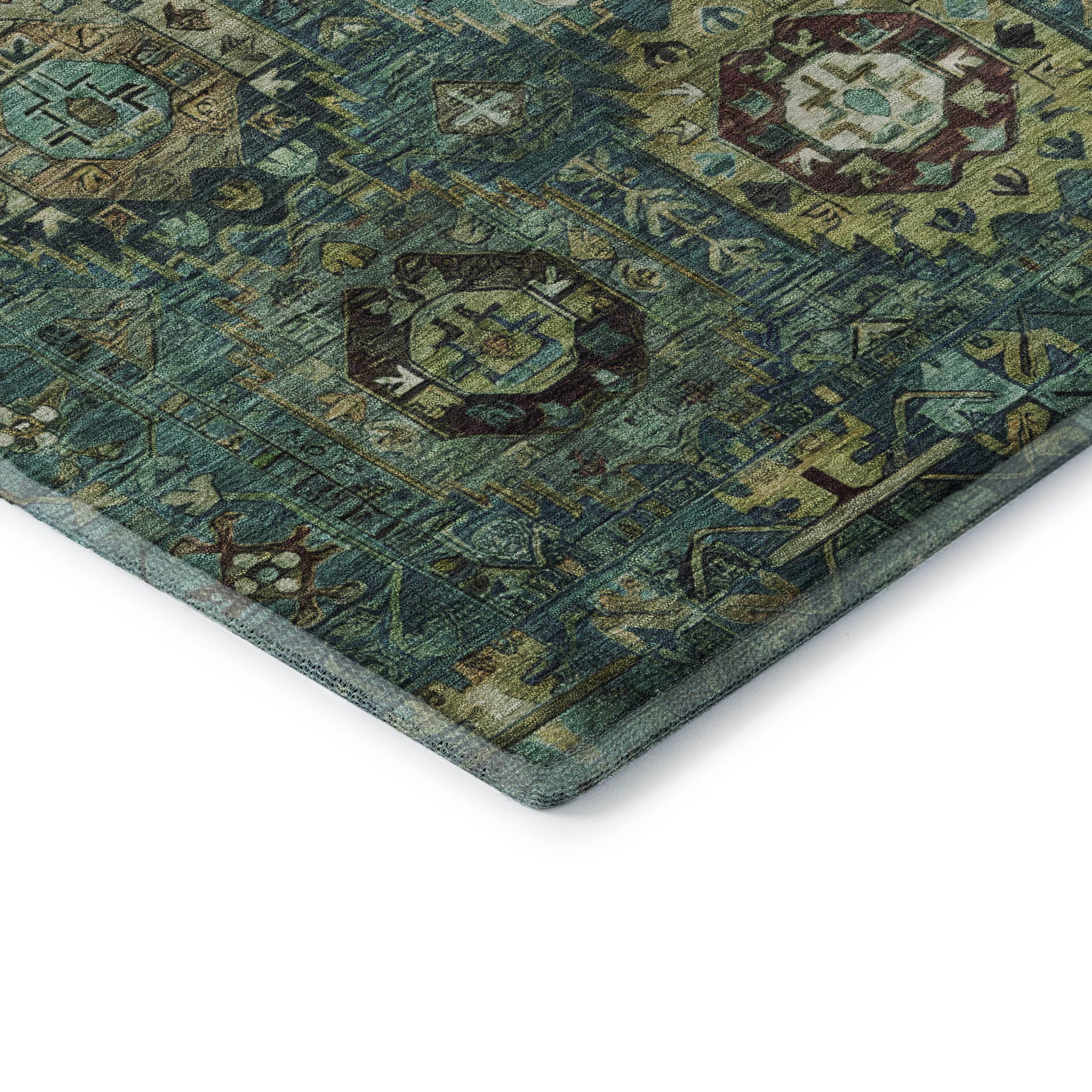 Ghent Machine Washable Traditional Teal Rug 1'8" x 2'6" #shape_Rectangle
