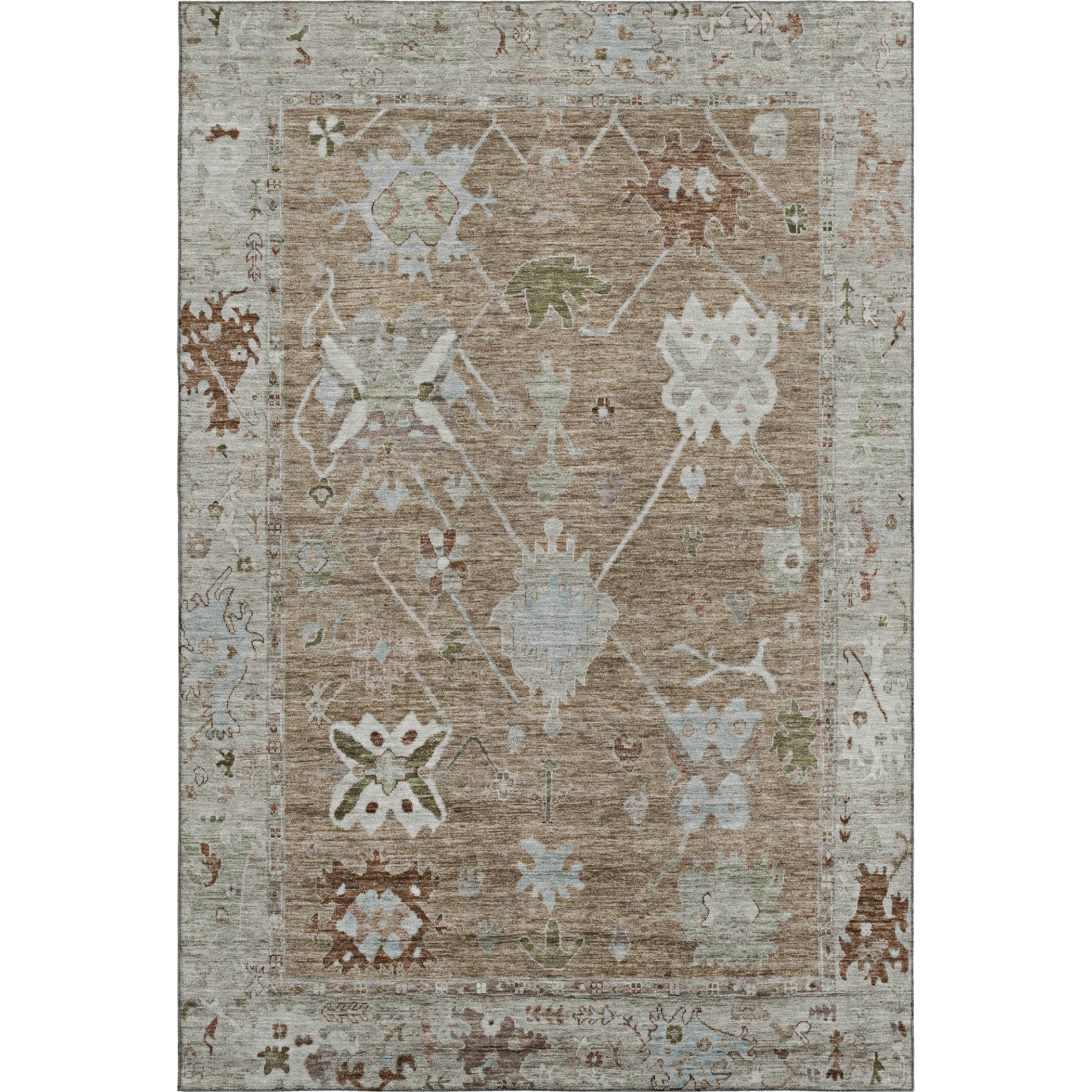 Colombo Machine Washable Traditional Brown Rug 2'6" x 3'10" #shape_Rectangle