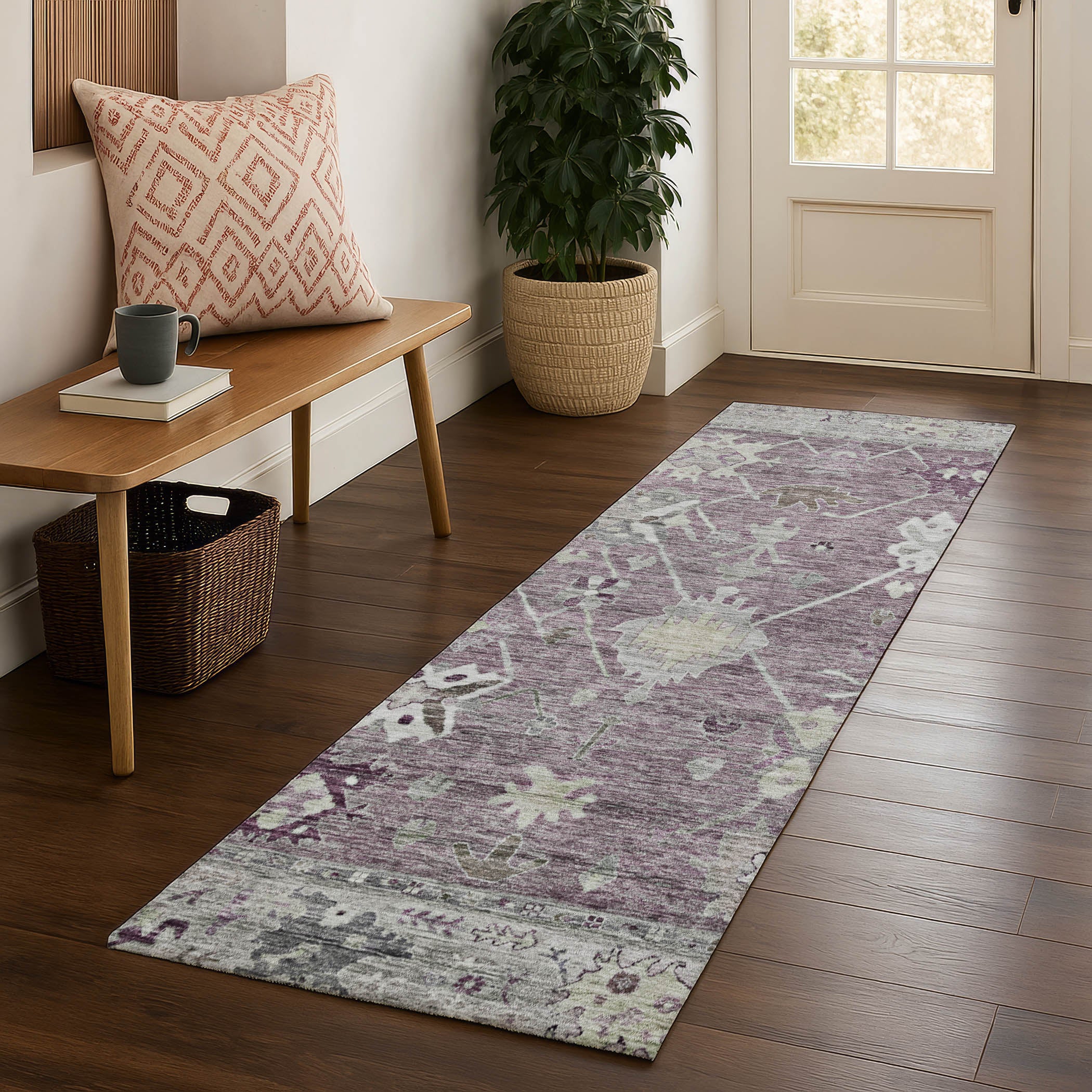 Colombo Machine Washable Traditional Merlot Red Rug 2'3" x 7'6" #shape_Runner