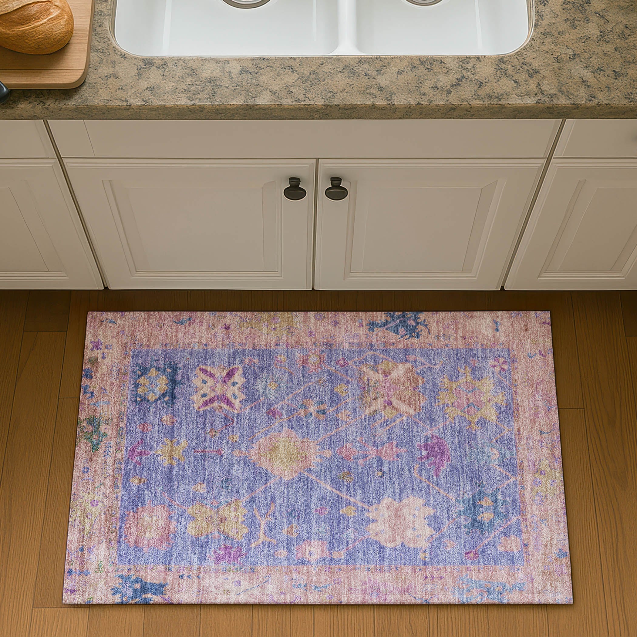 Colombo Machine Washable Traditional Purple Rug 1'8" x 2'6" #shape_Rectangle