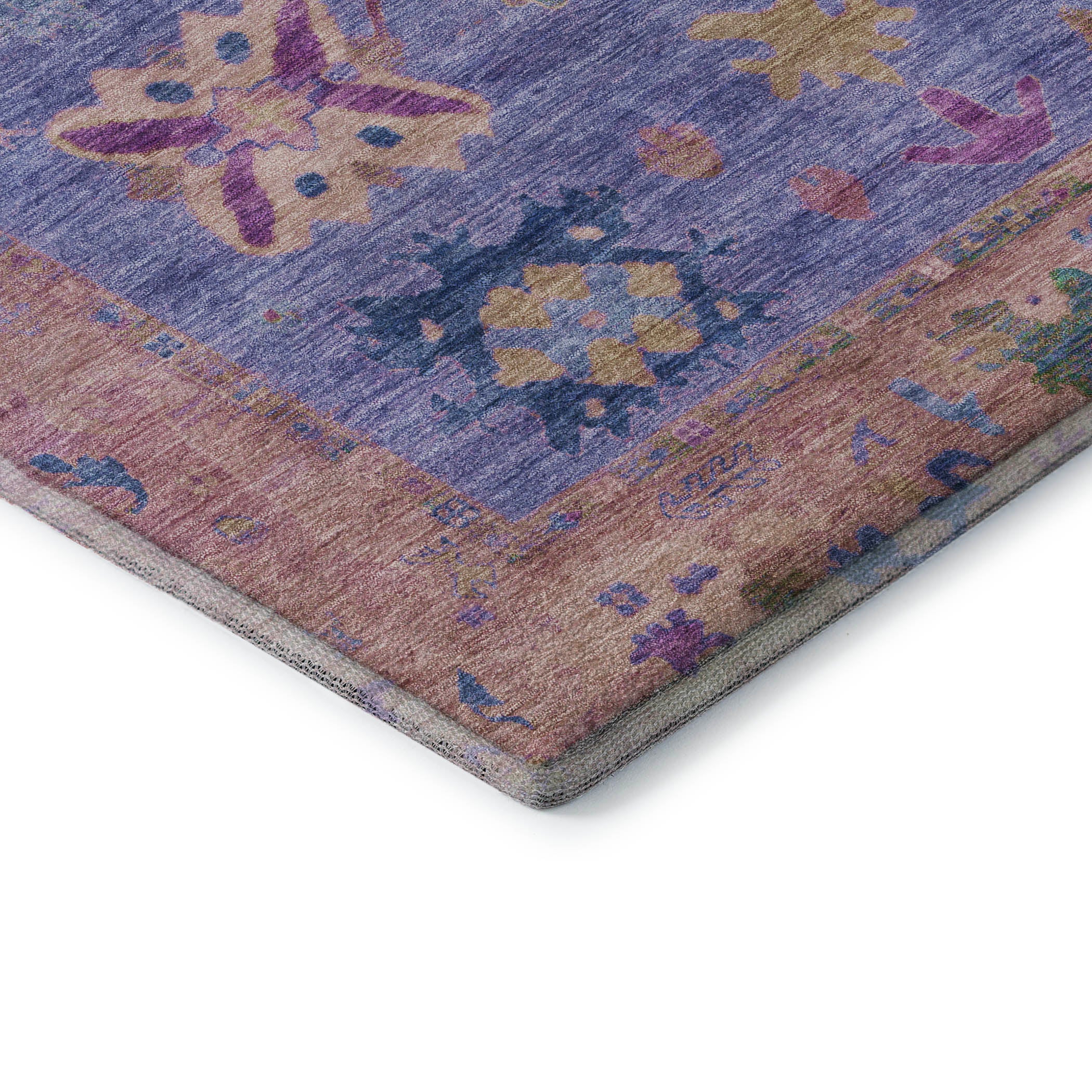 Colombo Machine Washable Traditional Purple Rug 1'8" x 2'6" #shape_Rectangle