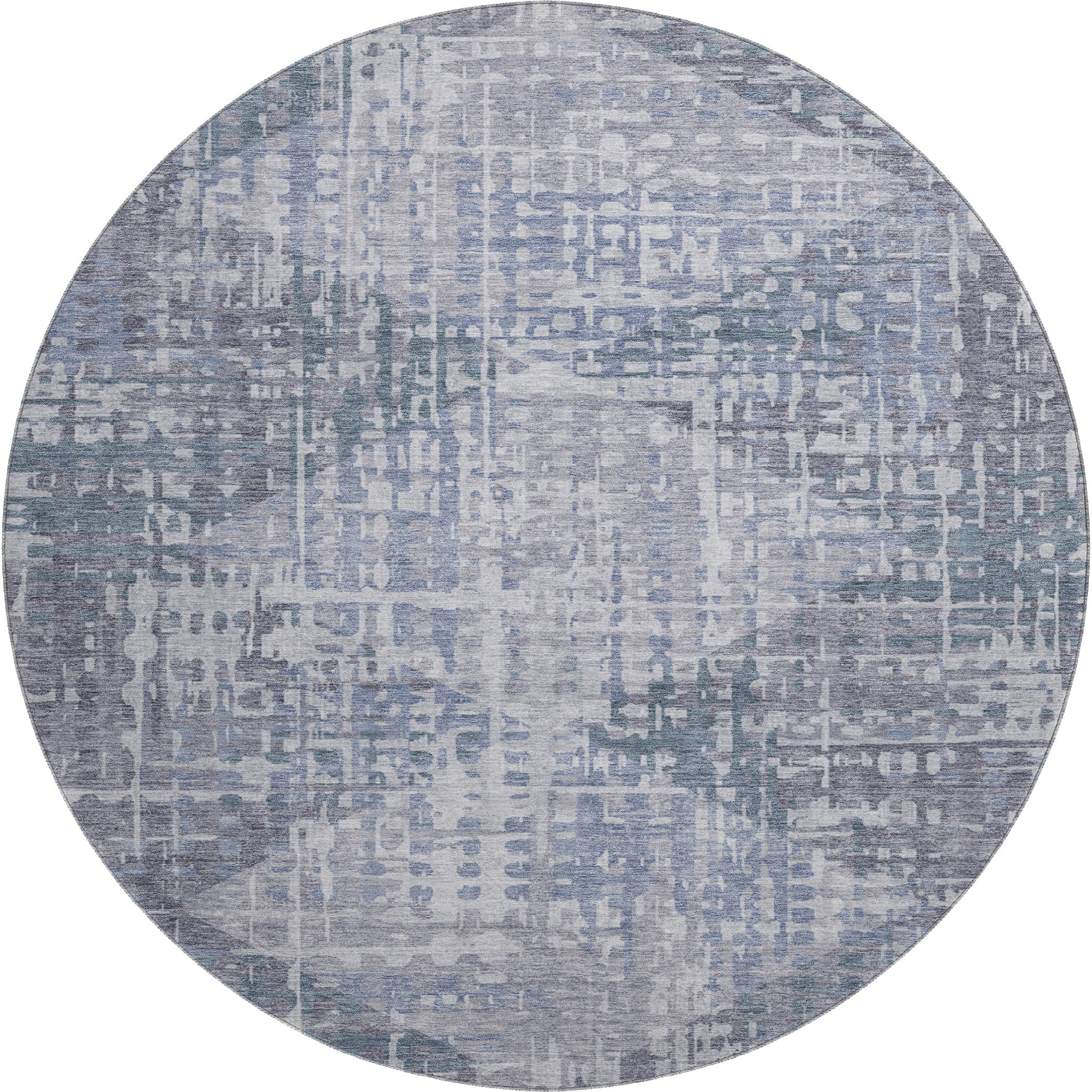 Sintra Machine Washable Transitional Blue Rug 8' x 8' #shape_Round