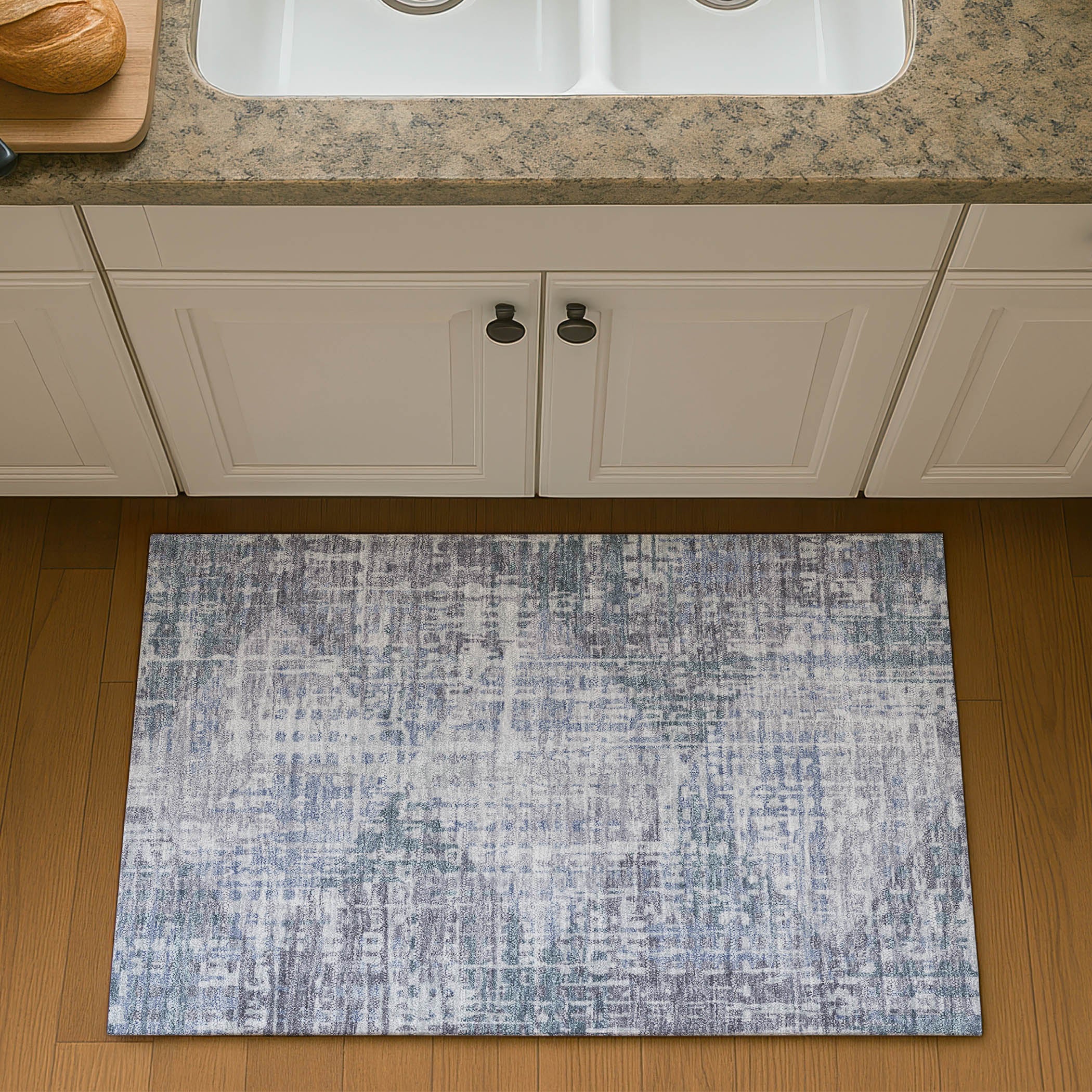 Sintra Machine Washable Transitional Blue Rug 1'8" x 2'6" #shape_Rectangle