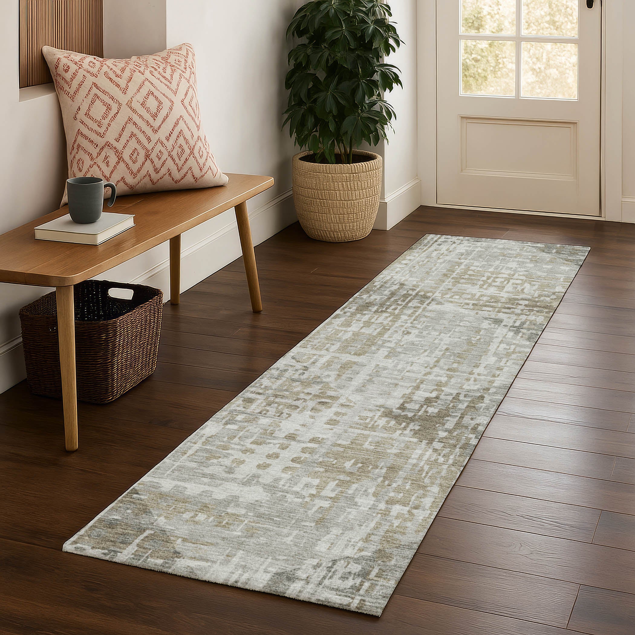 Sintra Machine Washable Transitional Pewter Gray Rug 2'3" x 7'6" #shape_Runner