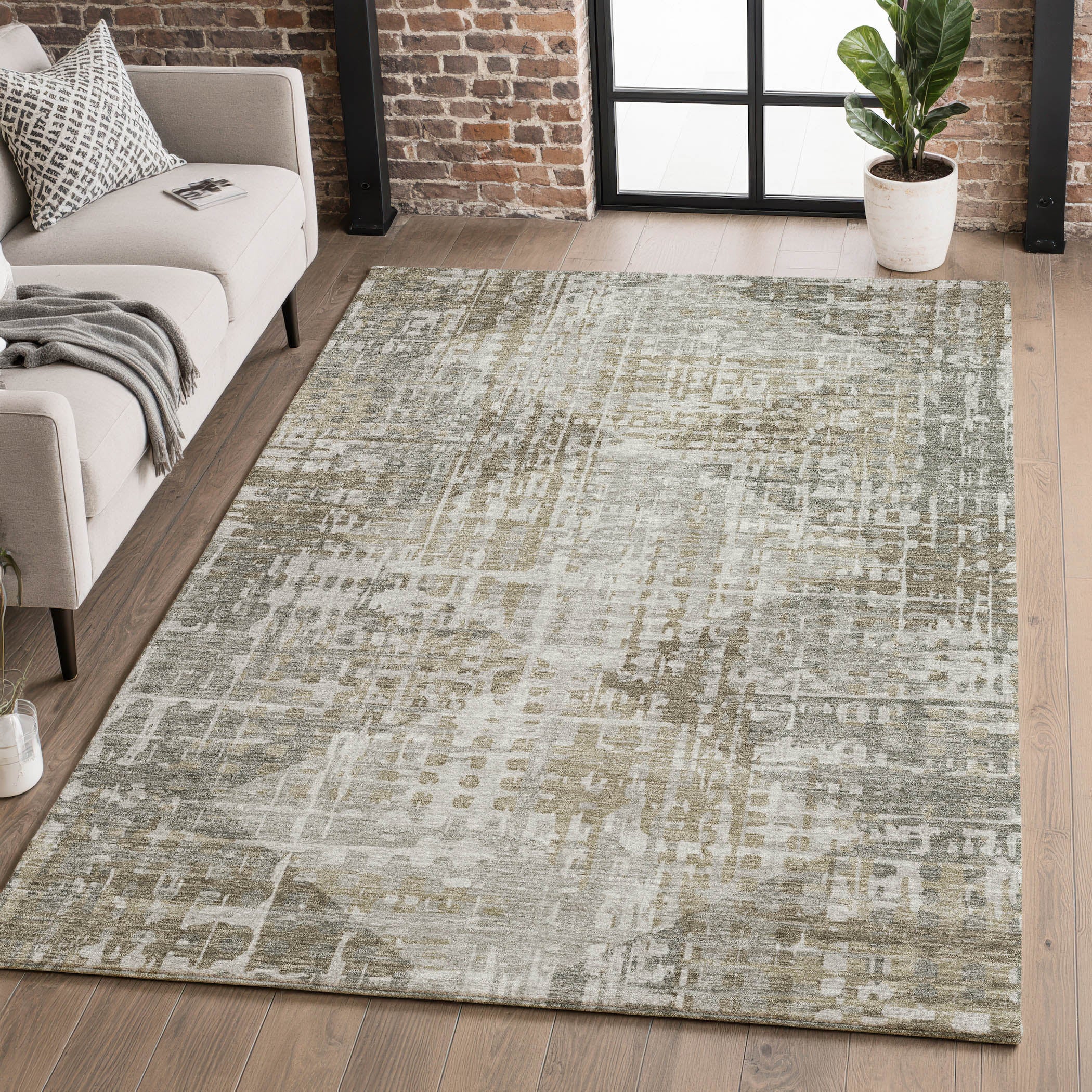 Sintra Machine Washable Transitional Pewter Gray Rug 2'6" x 3'10" #shape_Rectangle
