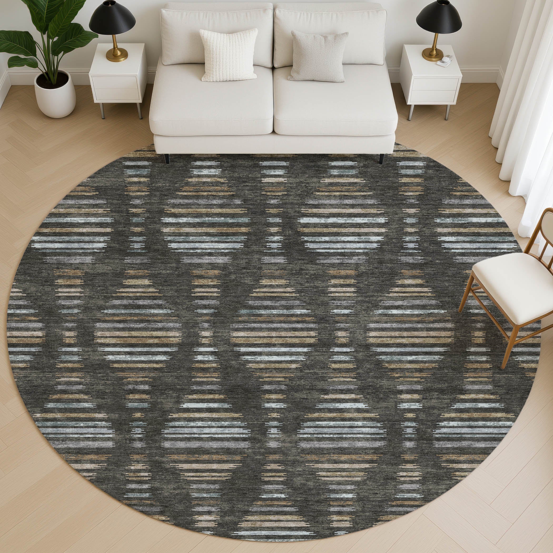 Jaipur Machine Washable Transitional Coffee Brown Rug 8' x 8' #shape_Round