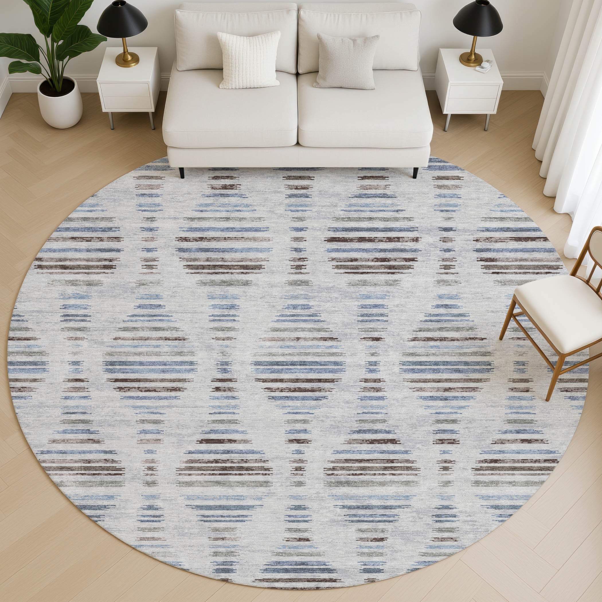 Jaipur Machine Washable Transitional Putty Ivory Rug 8' x 8' #shape_Round