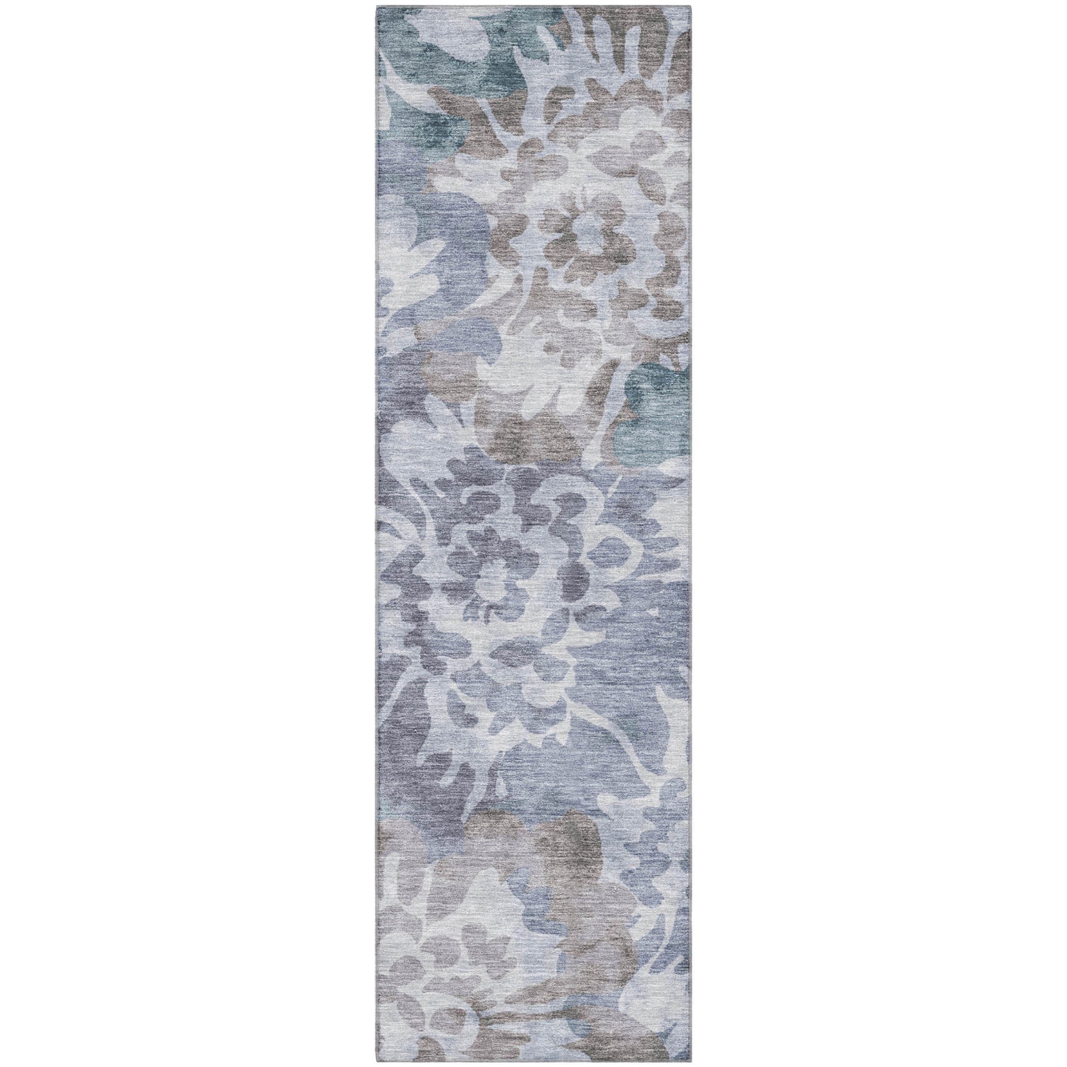 Tallinn Machine Washable Transitional Blue Rug 2'3" x 7'6" #shape_Runner