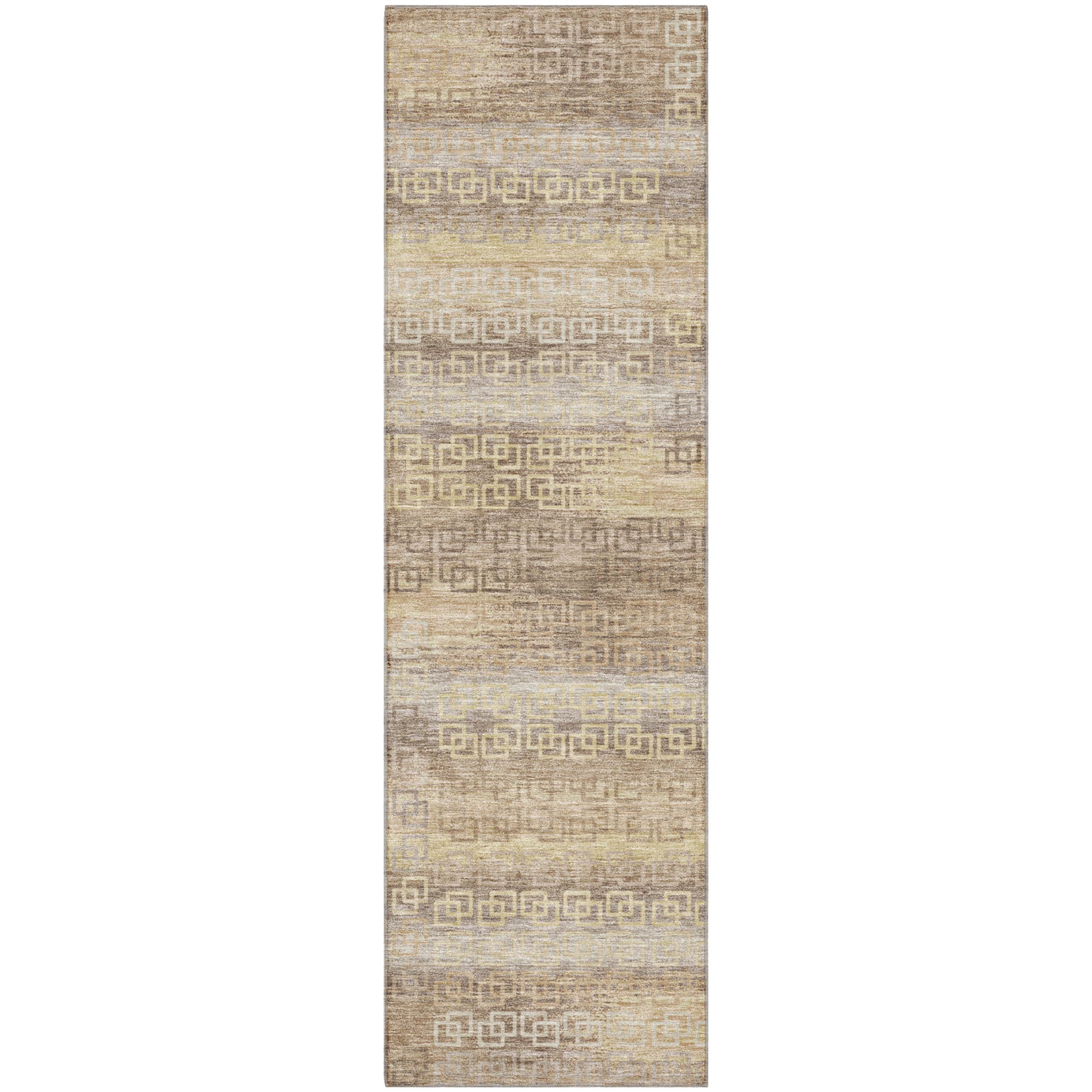 Valletta Machine Washable Transitional Beige Brown Rug 2'3" x 7'6" #shape_Runner