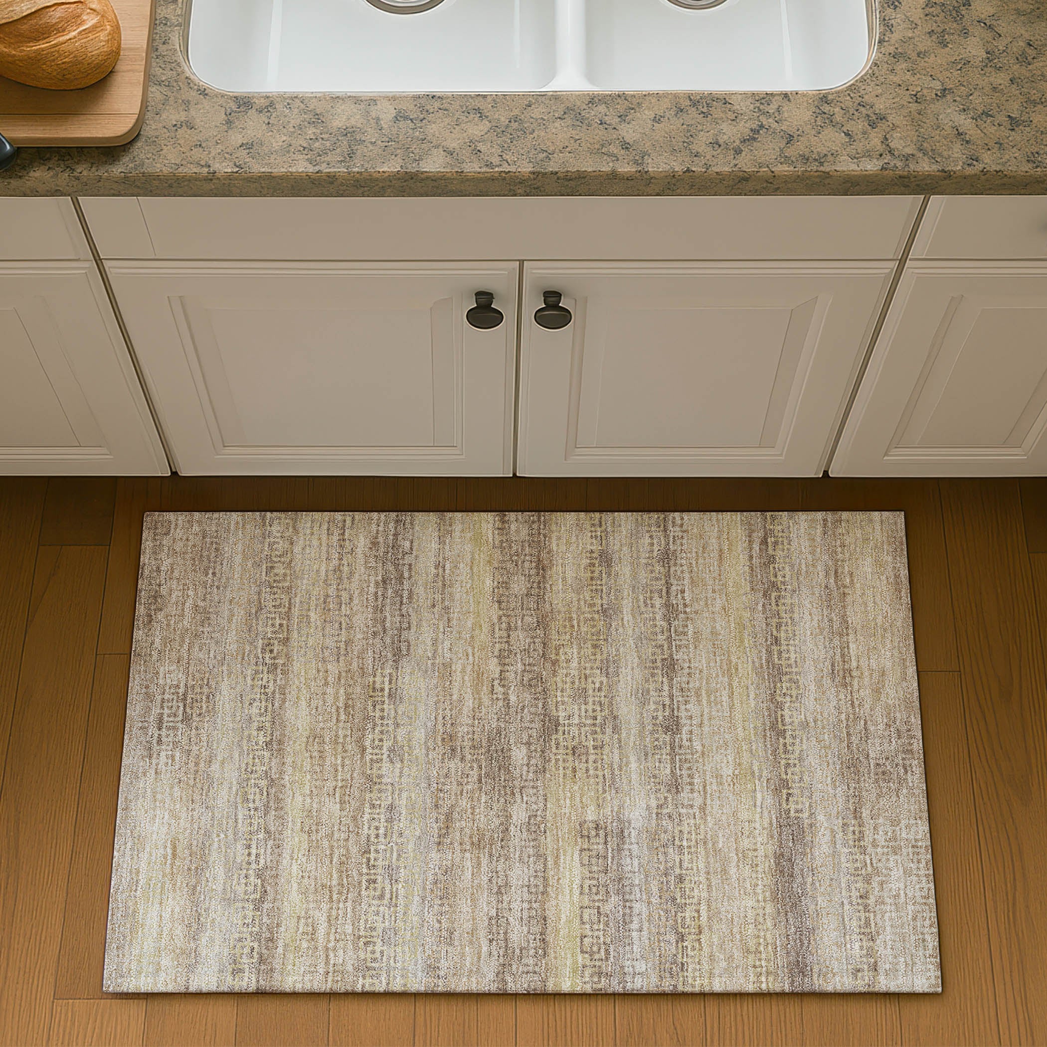 Valletta Machine Washable Transitional Beige Brown Rug 1'8" x 2'6" #shape_Rectangle