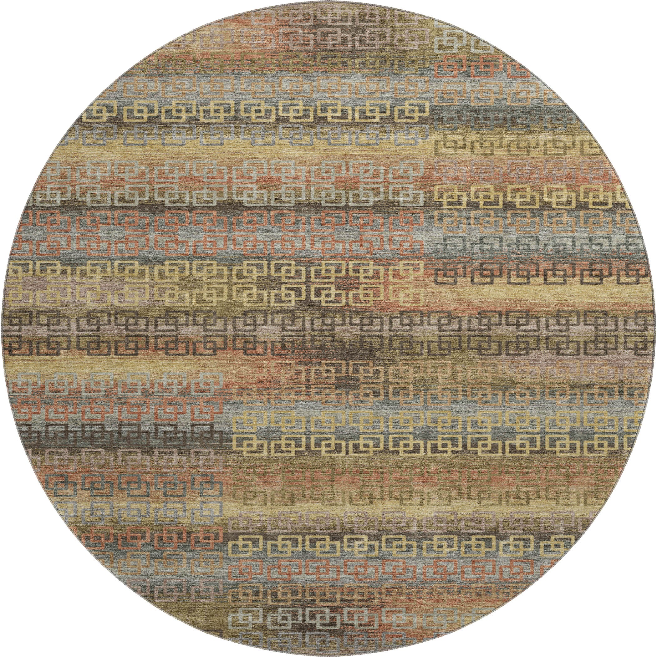 Valletta Machine Washable Transitional Brown Rug 8' x 8' #shape_Round