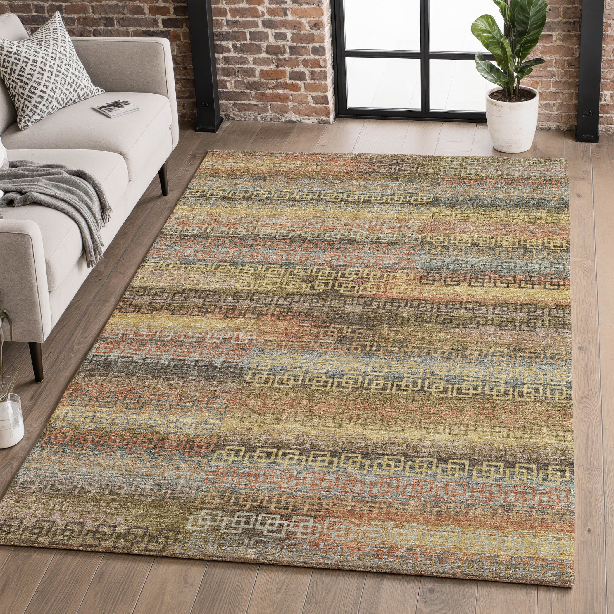 Valletta Machine Washable Transitional Brown Rug 2'6" x 3'10" #shape_Rectangle