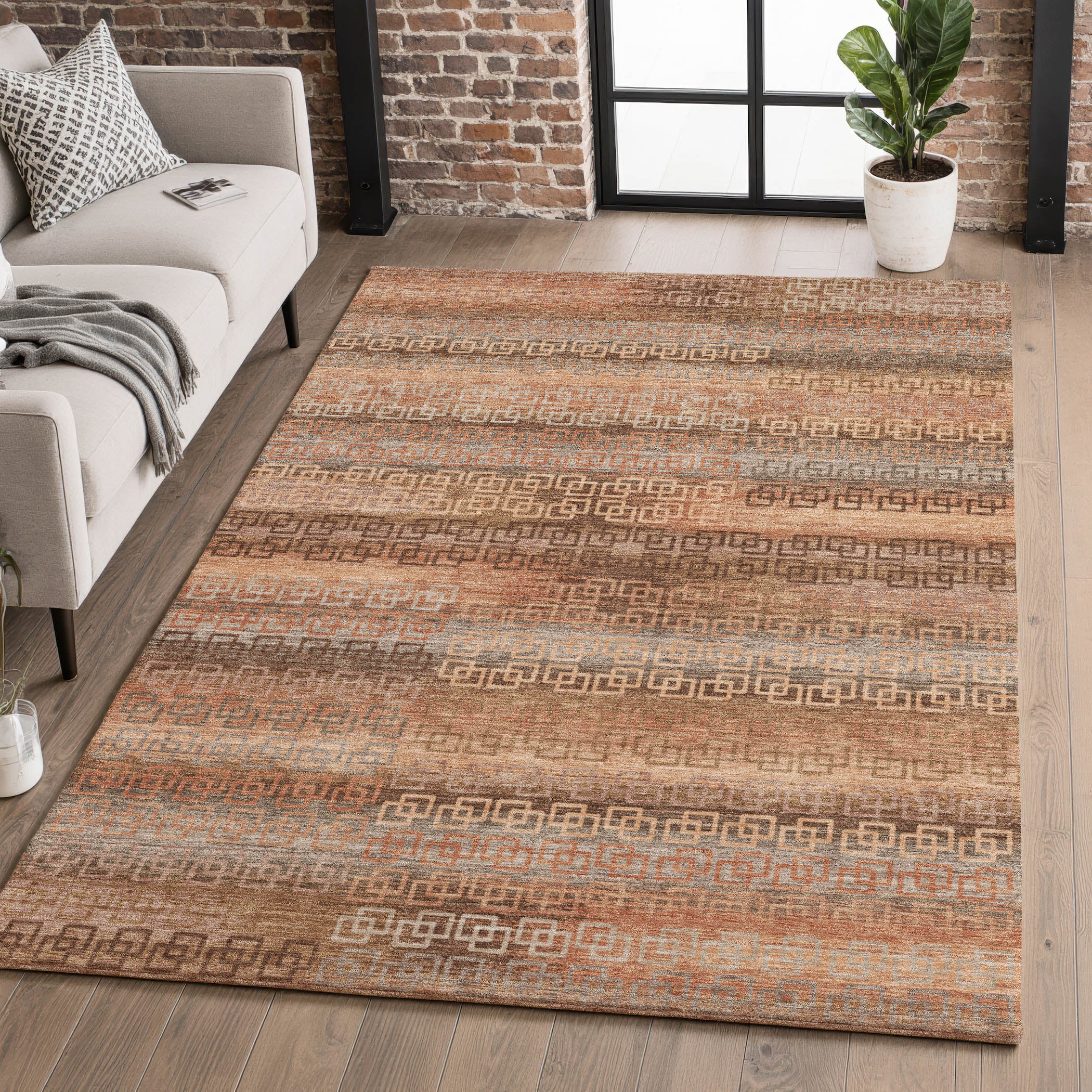 Valletta Machine Washable Transitional Copper Orange Rug 2'6" x 3'10" #shape_Rectangle