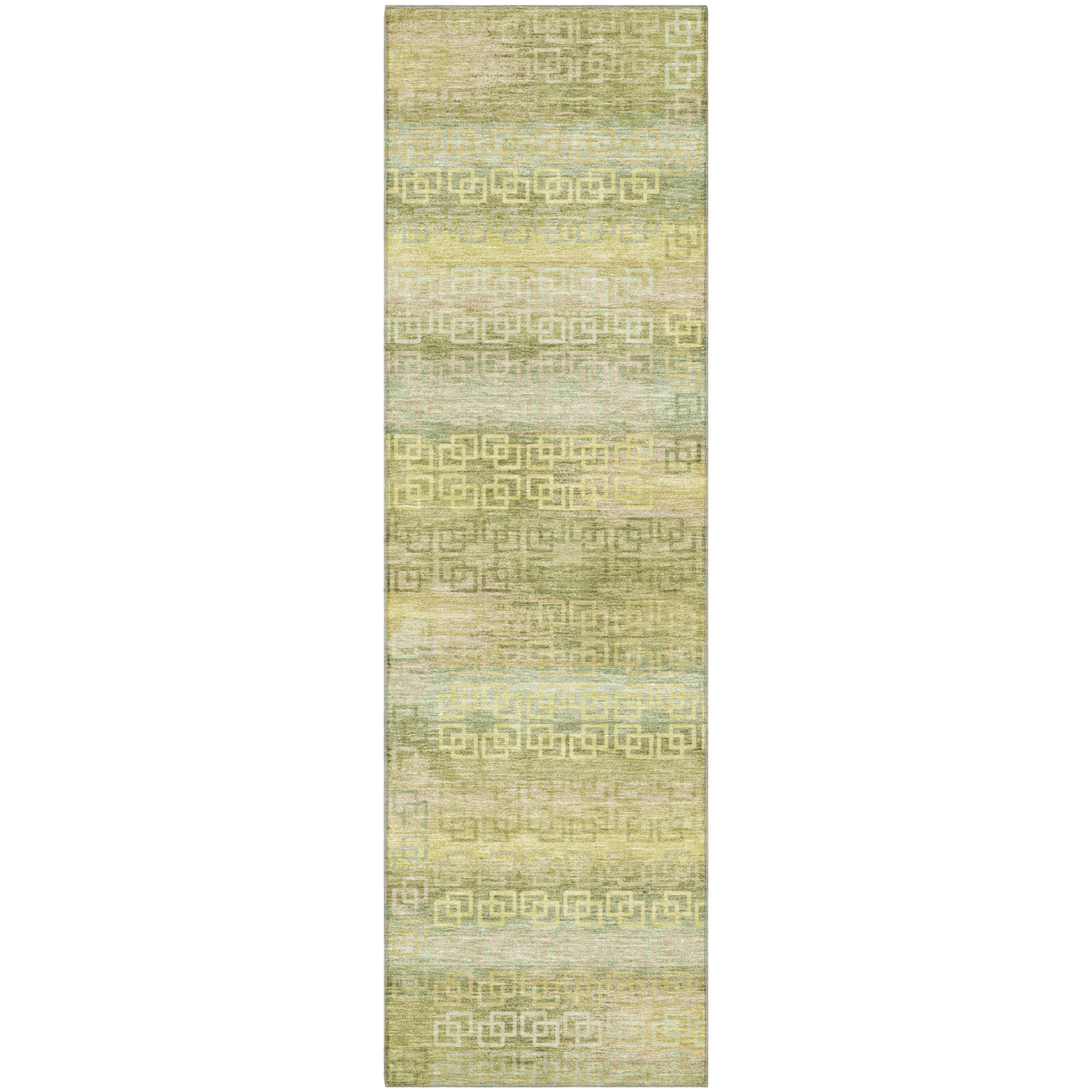 Valletta Machine Washable Transitional Sage Green Rug 2'3" x 7'6" #shape_Runner
