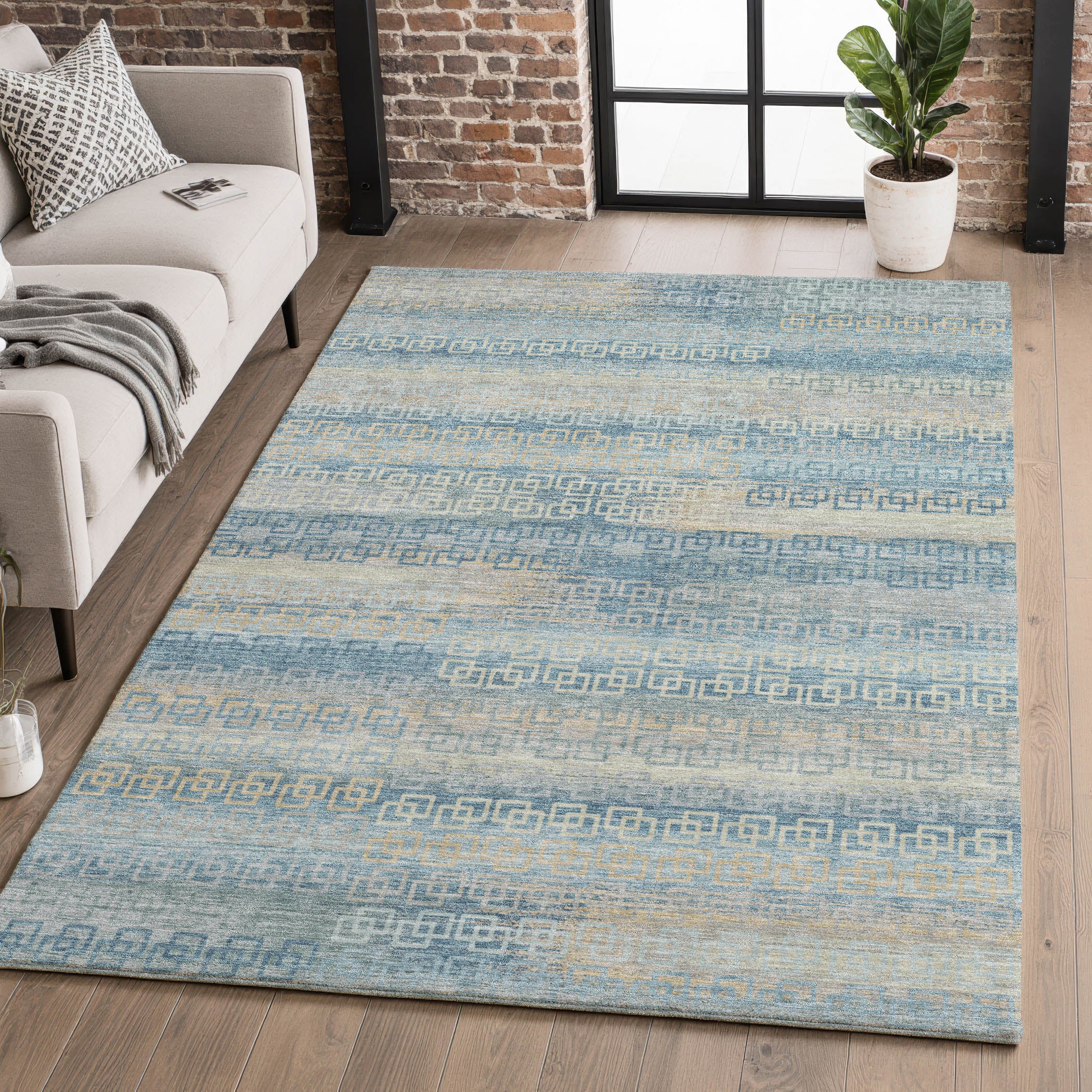 Valletta Machine Washable Transitional Teal Rug 2'6" x 3'10" #shape_Rectangle