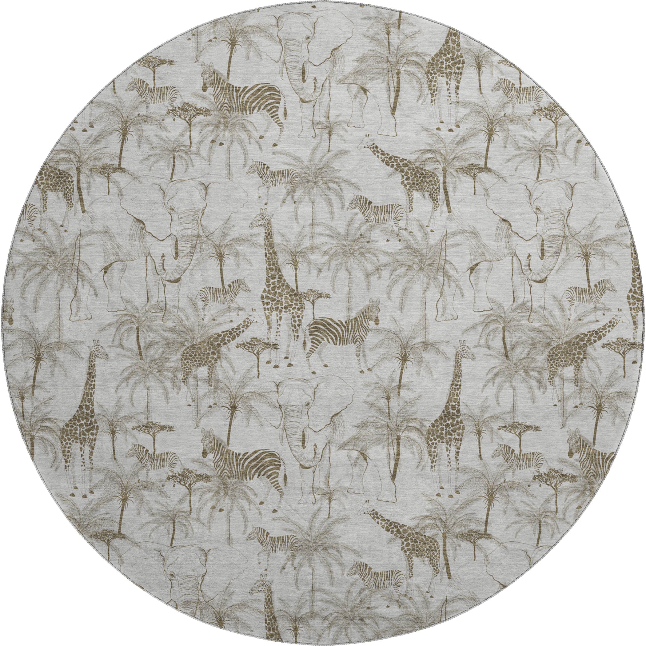 Salzburg Machine Washable Tropical Fog Gray Rug 8' x 8' #shape_Round