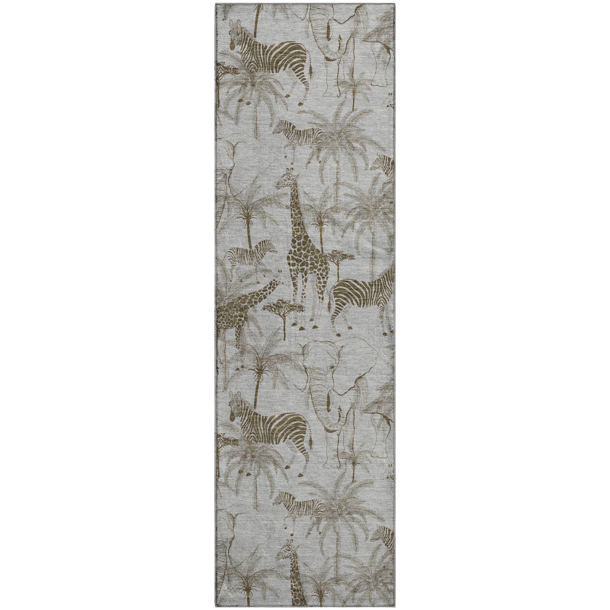 Salzburg Machine Washable Tropical Fog Gray Rug 2'3" x 7'6" #shape_Runner