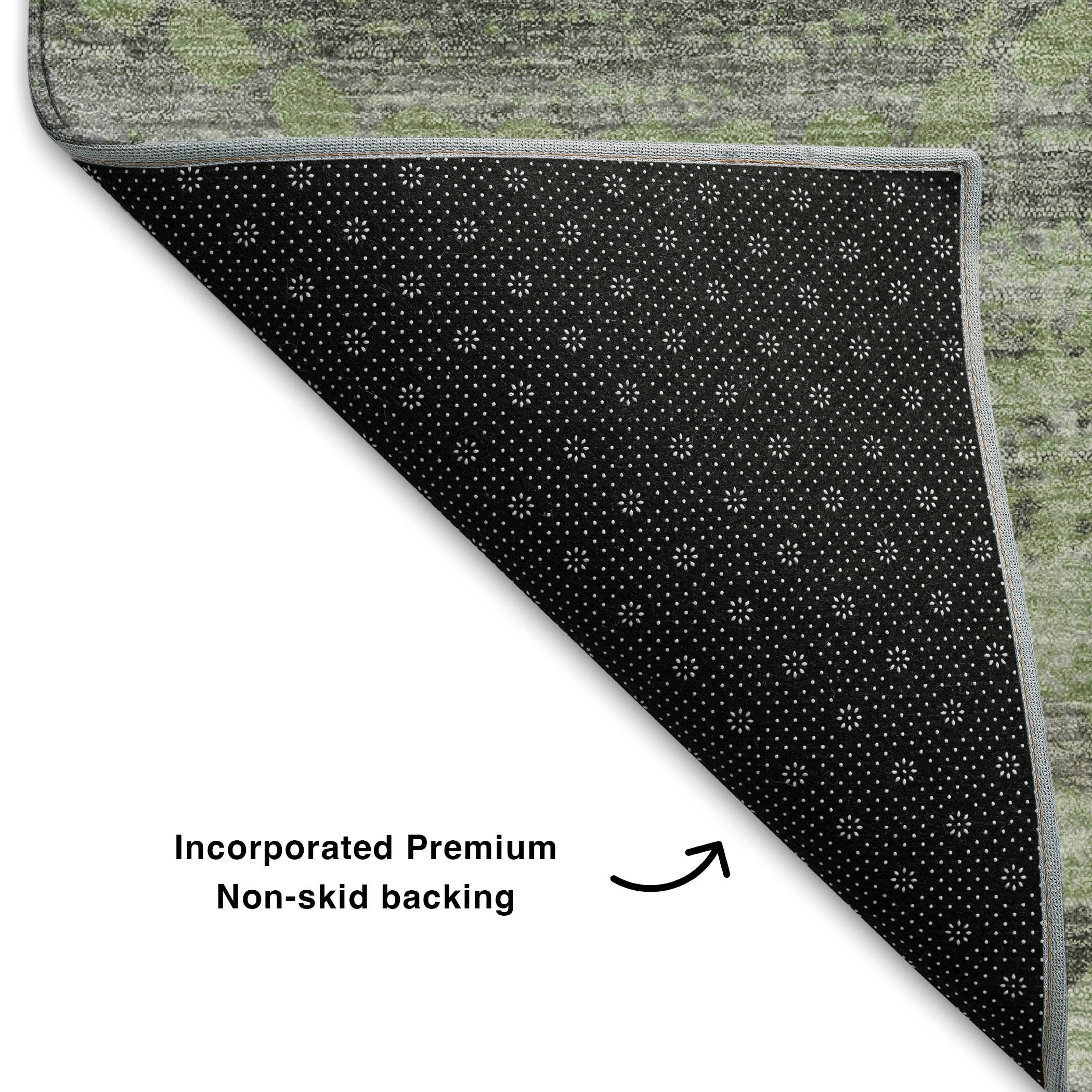 Queenstown Machine Washable Transitional Green Rug 1'8" x 2'6" #shape_Rectangle