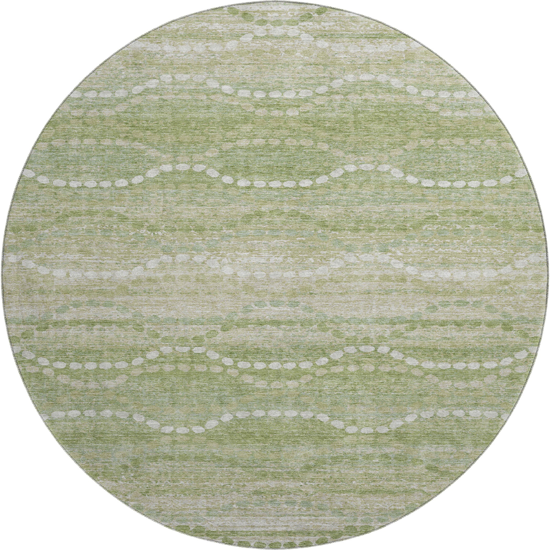 Queenstown Machine Washable Transitional Sage Green Rug 8' x 8' #shape_Round