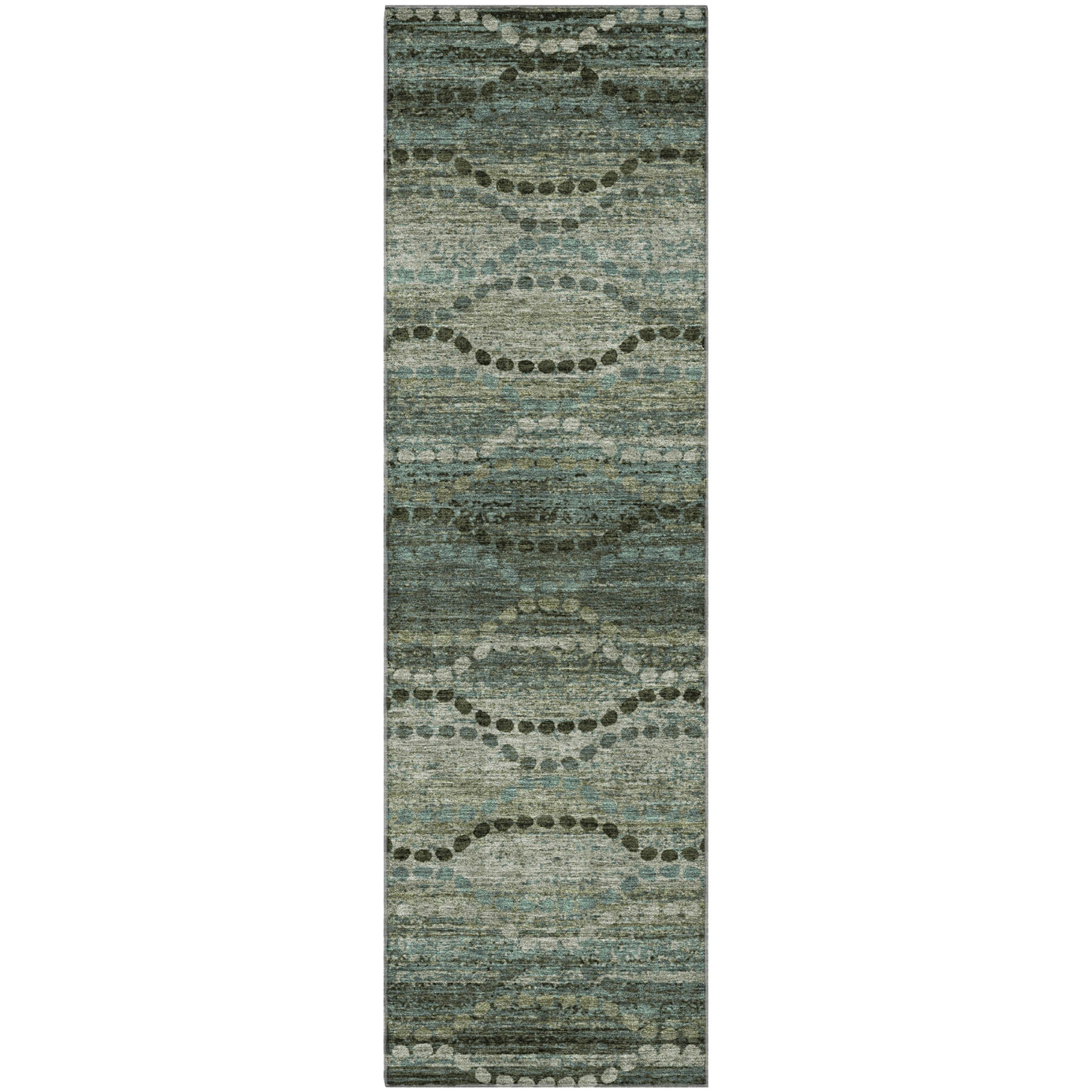 Athens Machine Washable Transitional Aloe Green Rug 2'3" x 7'6" #shape_Runner