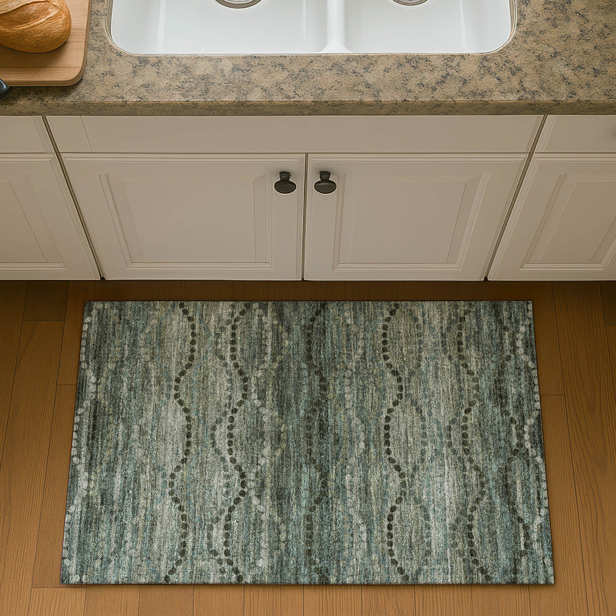 Athens Machine Washable Transitional Aloe Green Rug 1'8" x 2'6" #shape_Rectangle