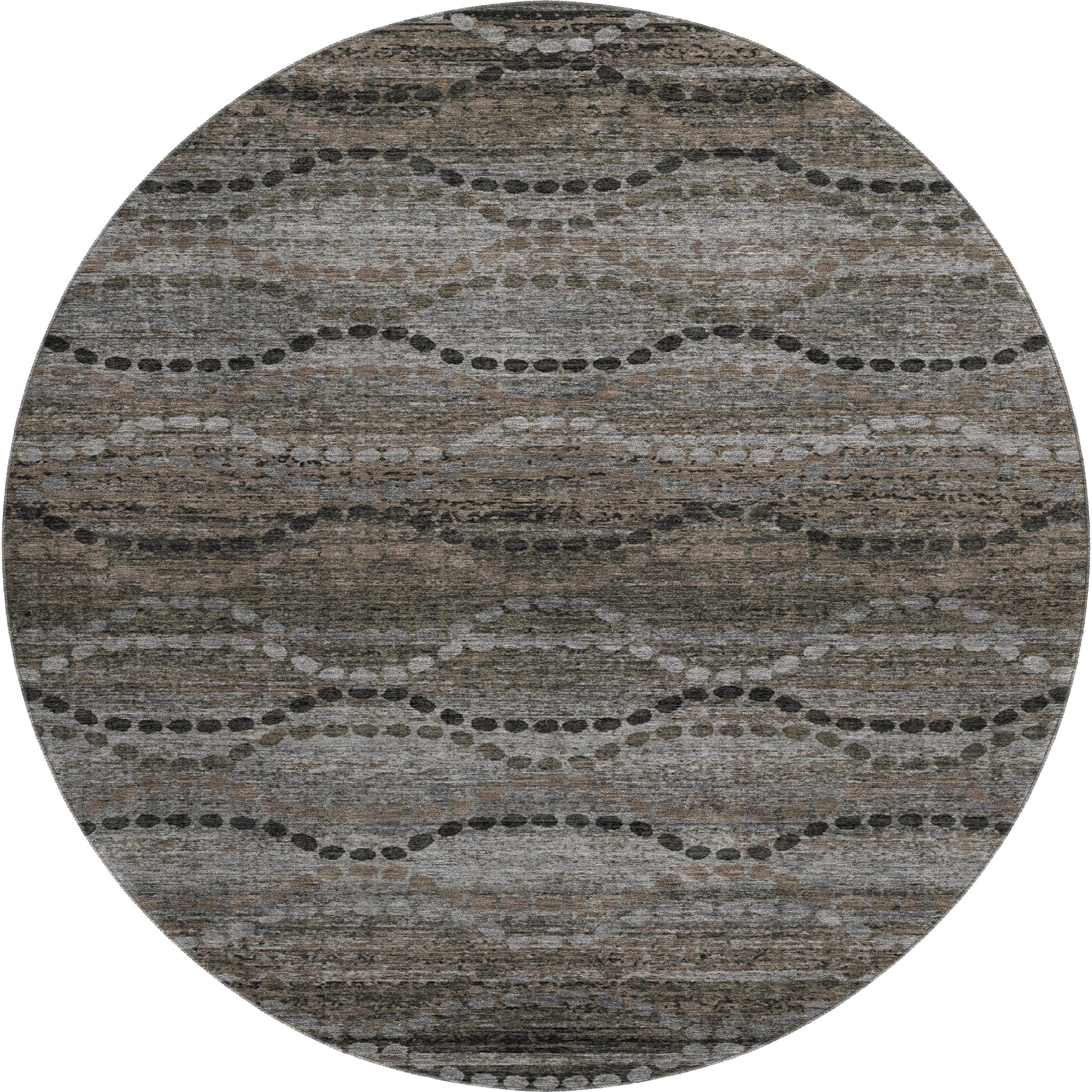 Athens Machine Washable Transitional Chocolate Brown Rug 8' x 8' #shape_Round