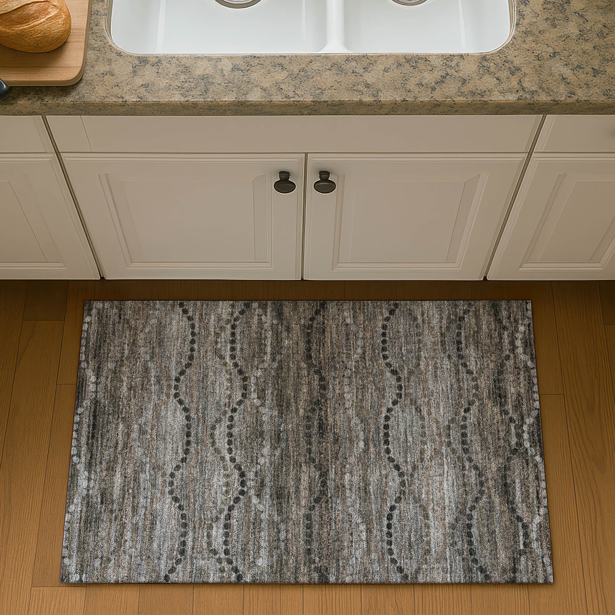 Athens Machine Washable Transitional Chocolate Brown Rug 1'8" x 2'6" #shape_Rectangle