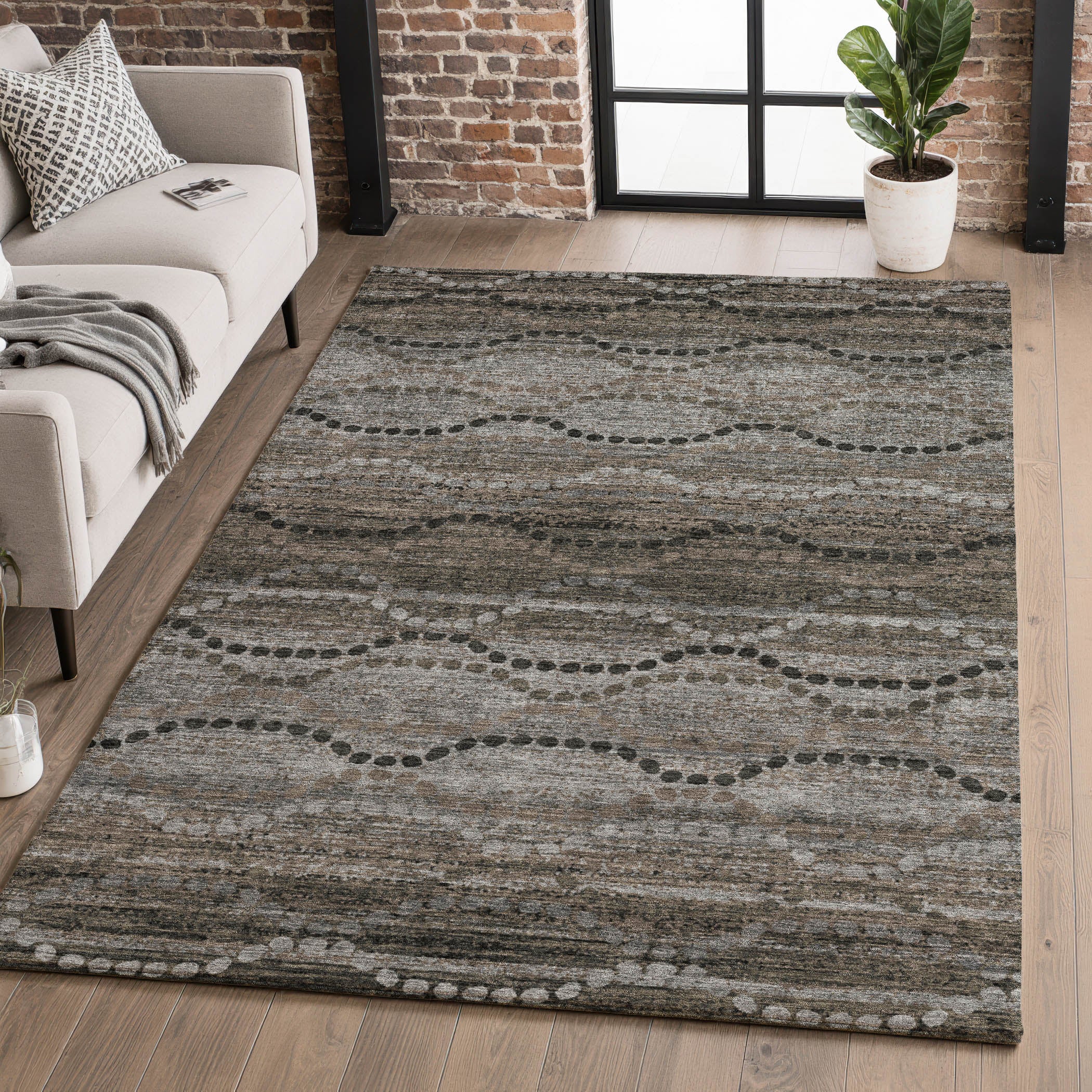 Athens Machine Washable Transitional Chocolate Brown Rug 2'6" x 3'10" #shape_Rectangle