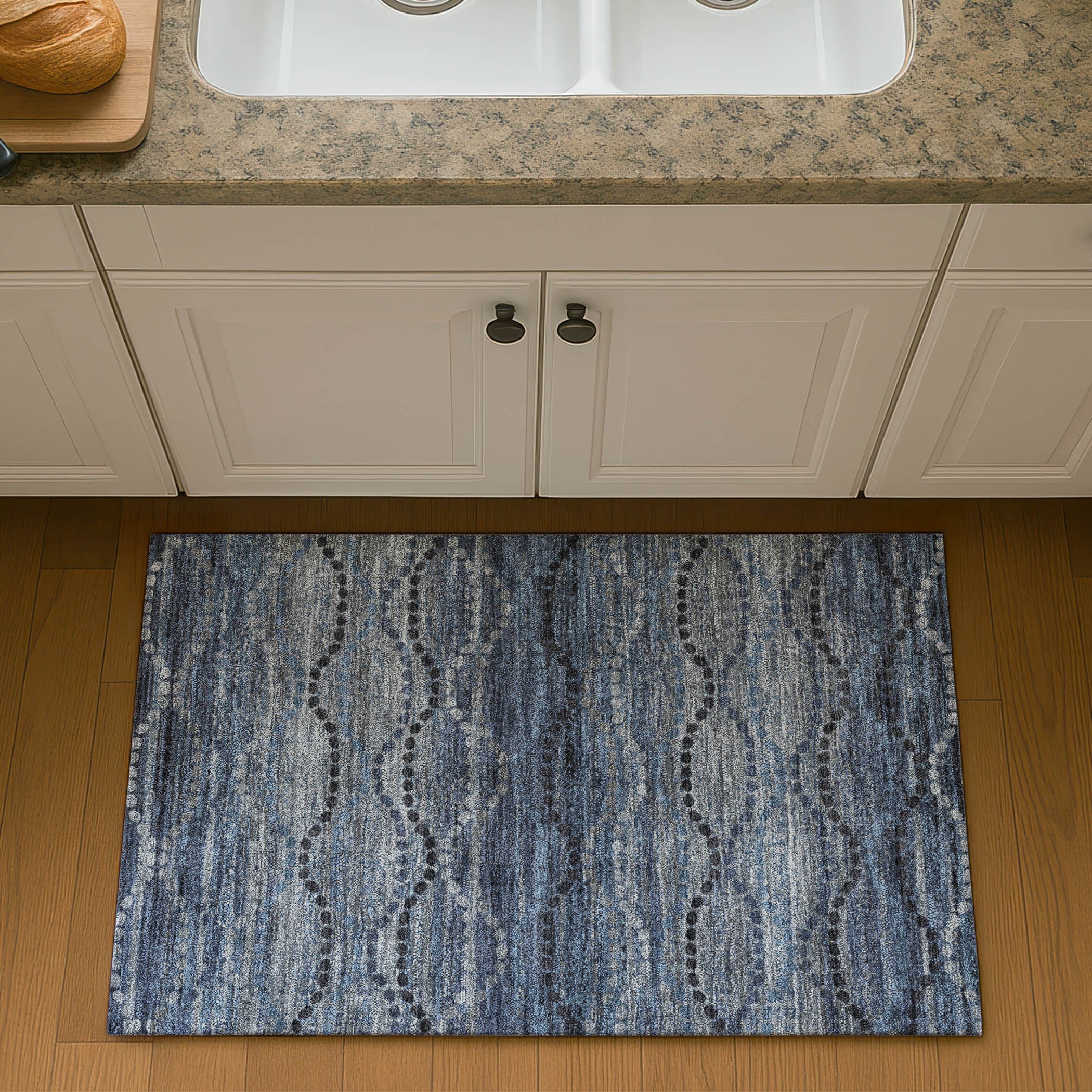 Athens Machine Washable Transitional Navy Blue Rug 1'8" x 2'6" #shape_Rectangle