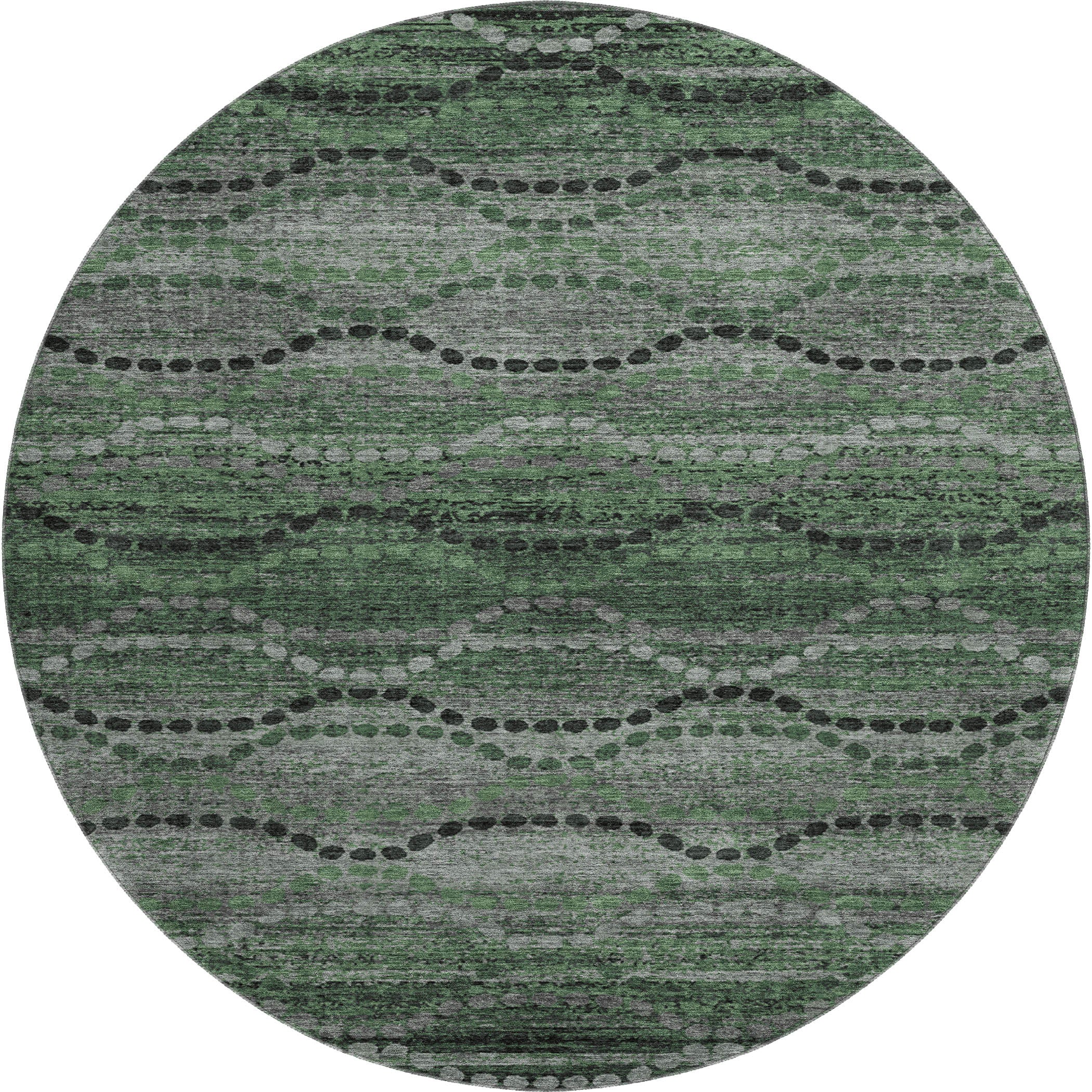 Athens Machine Washable Transitional Olive Green Rug 8' x 8' #shape_Round