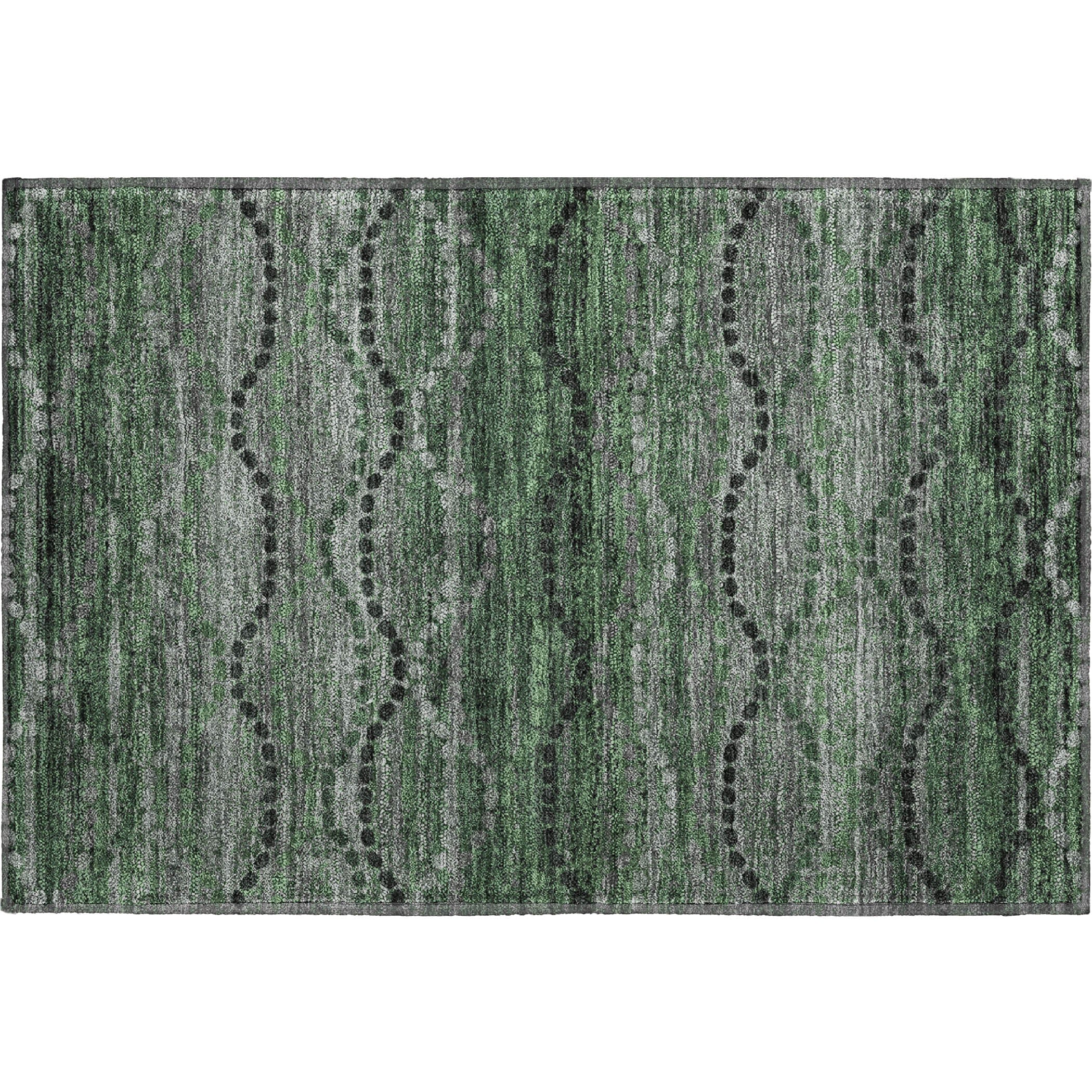 Athens Machine Washable Transitional Olive Green Rug 1'8" x 2'6" #shape_Rectangle