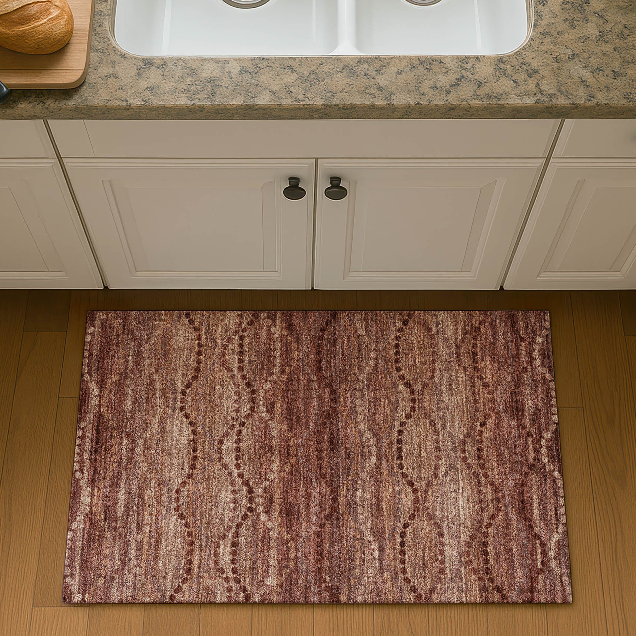 Athens Machine Washable Transitional Paprika Orange Rug 1'8" x 2'6" #shape_Rectangle