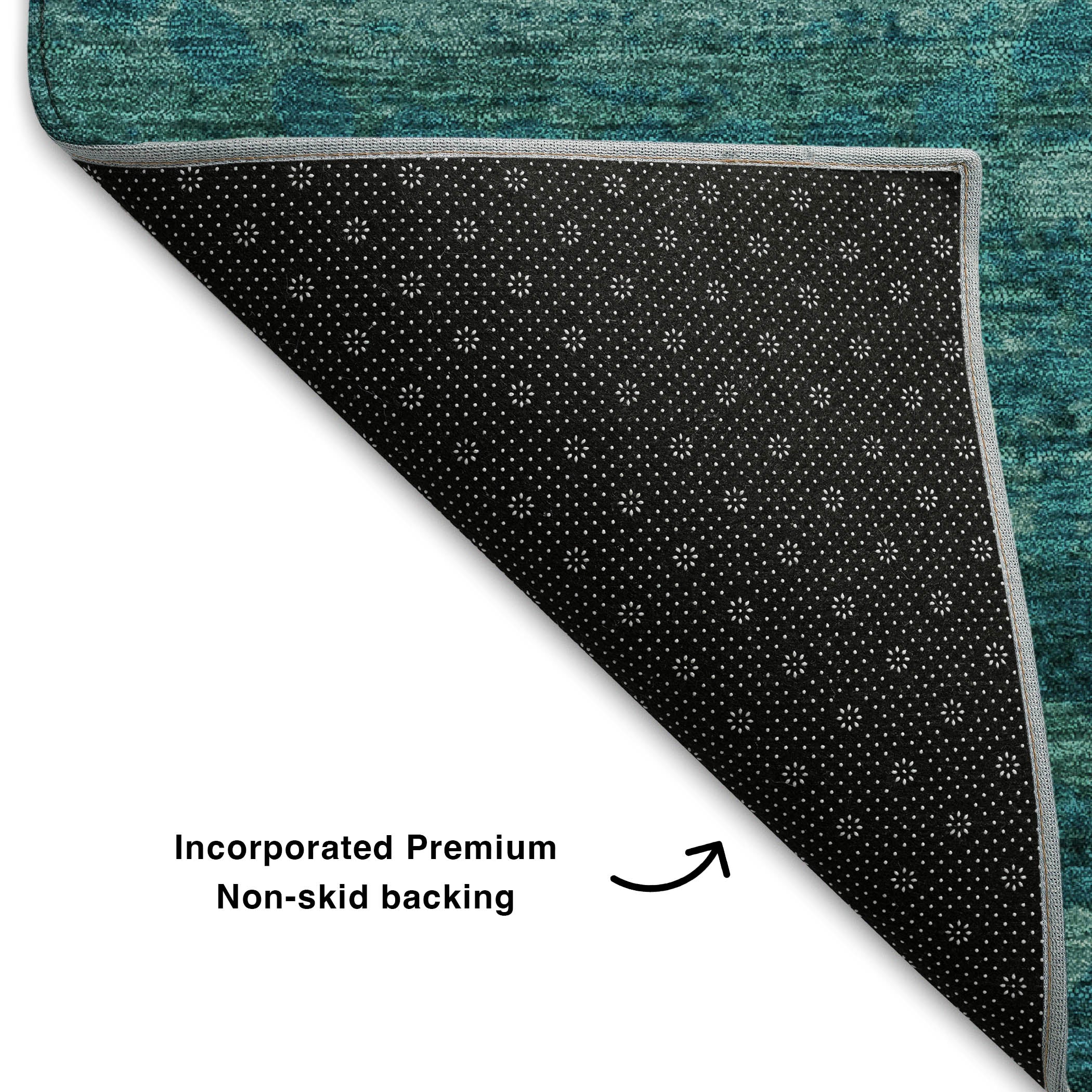 Athens Machine Washable Transitional Turquoise Teal Rug 1'8" x 2'6" #shape_Rectangle