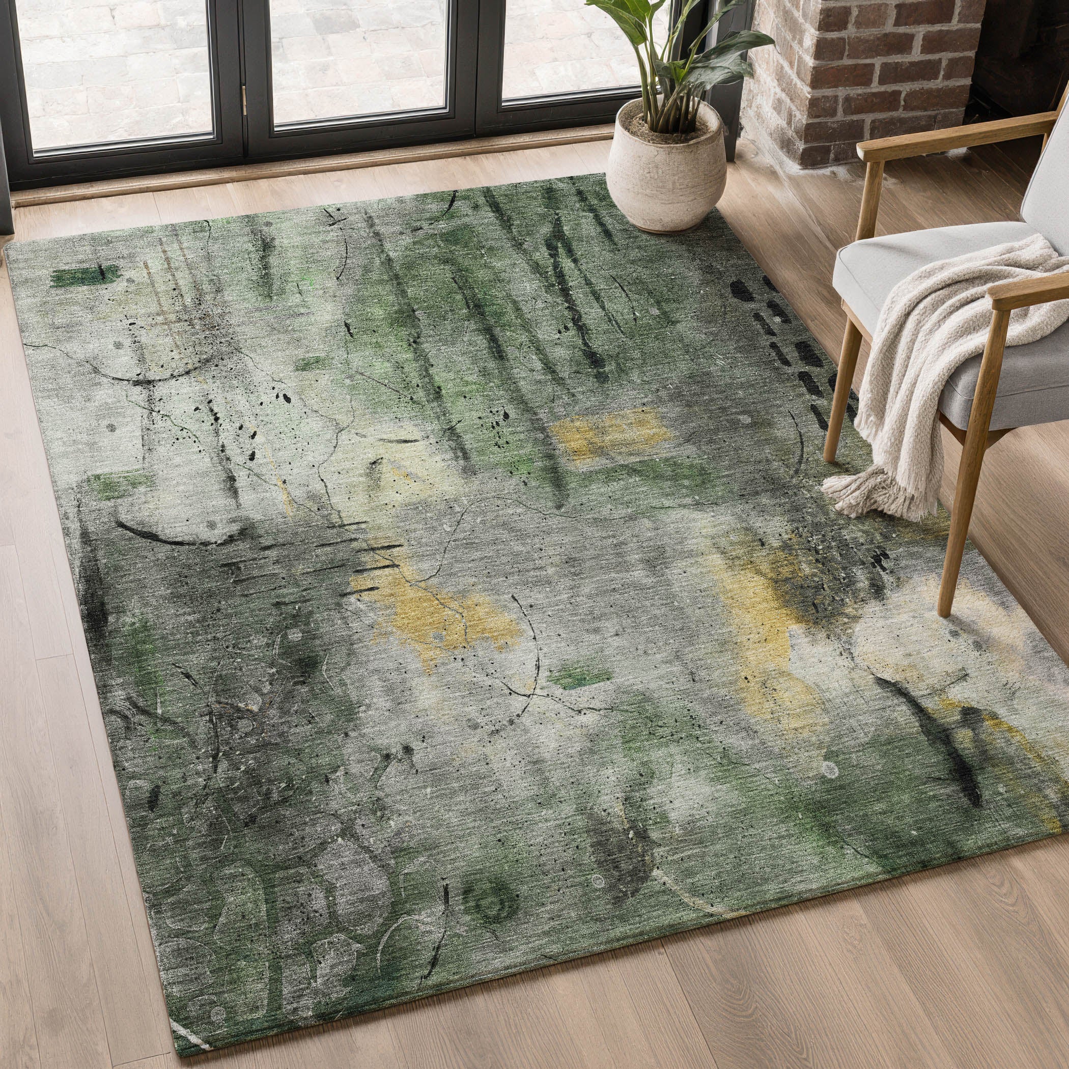 Cusco Machine Washable Transitional Pewter Gray Rug 2'6" x 3'10" #shape_Rectangle