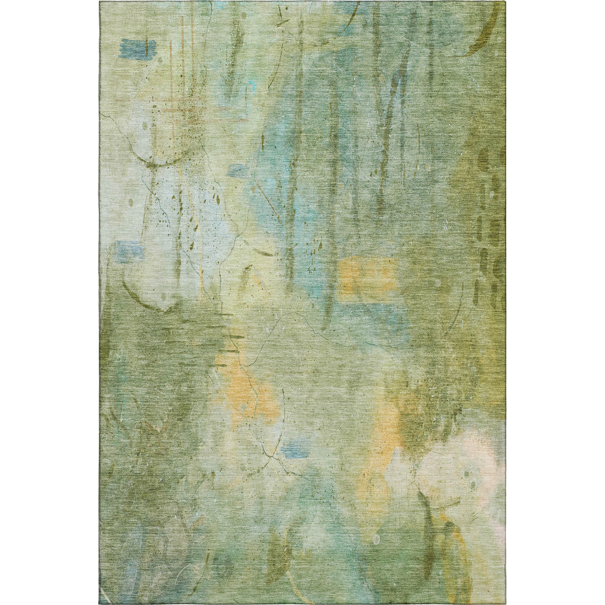 Cusco Machine Washable Transitional Sage Green Rug 2'6" x 3'10" #shape_Rectangle